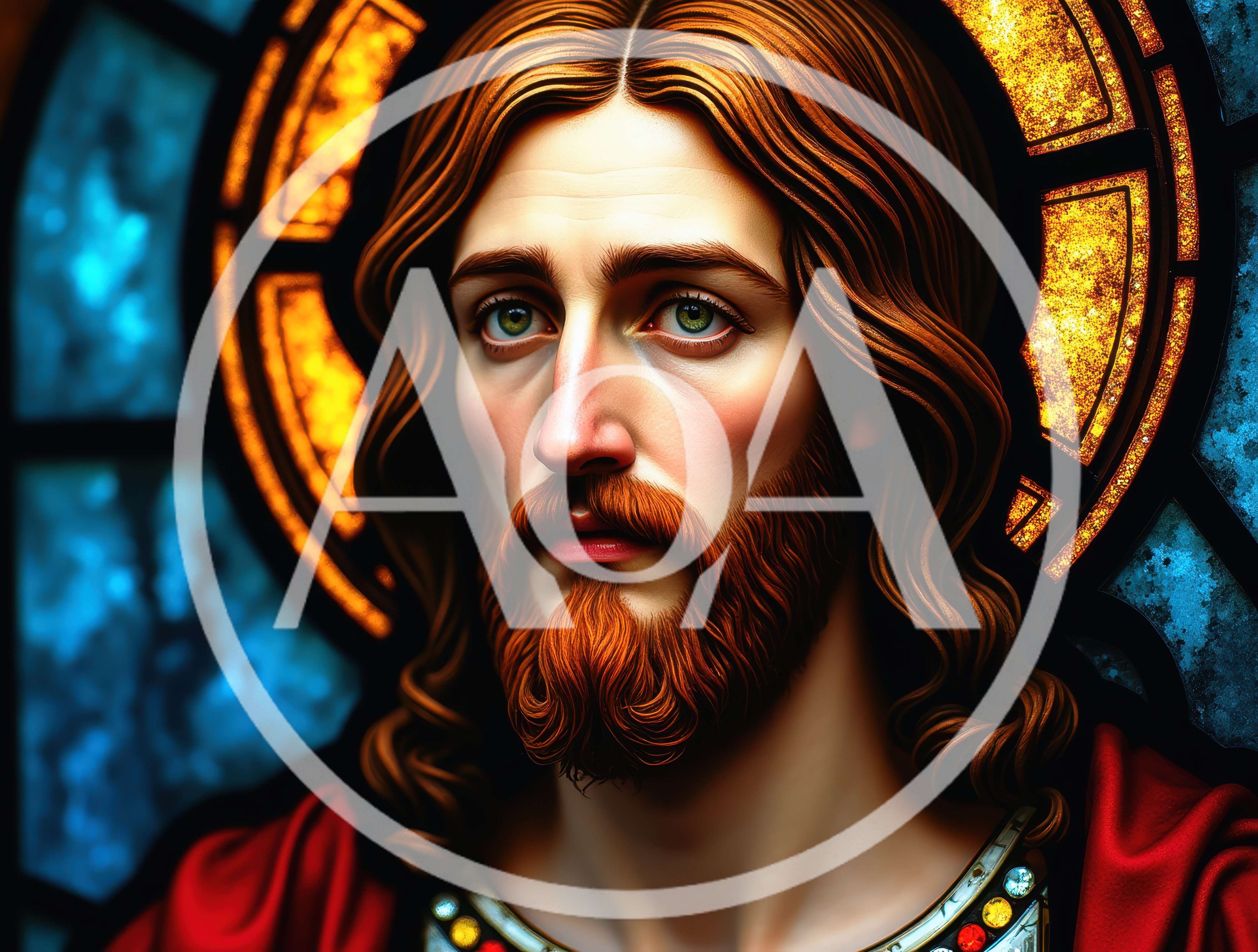 Stained Glass Portrait Of Jesus Christ