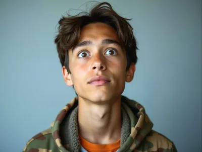 Portrait Of A Young Man Looking Upward