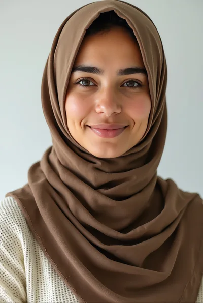 Portrait Of A Smiling Woman Wearing A Brown Hijab