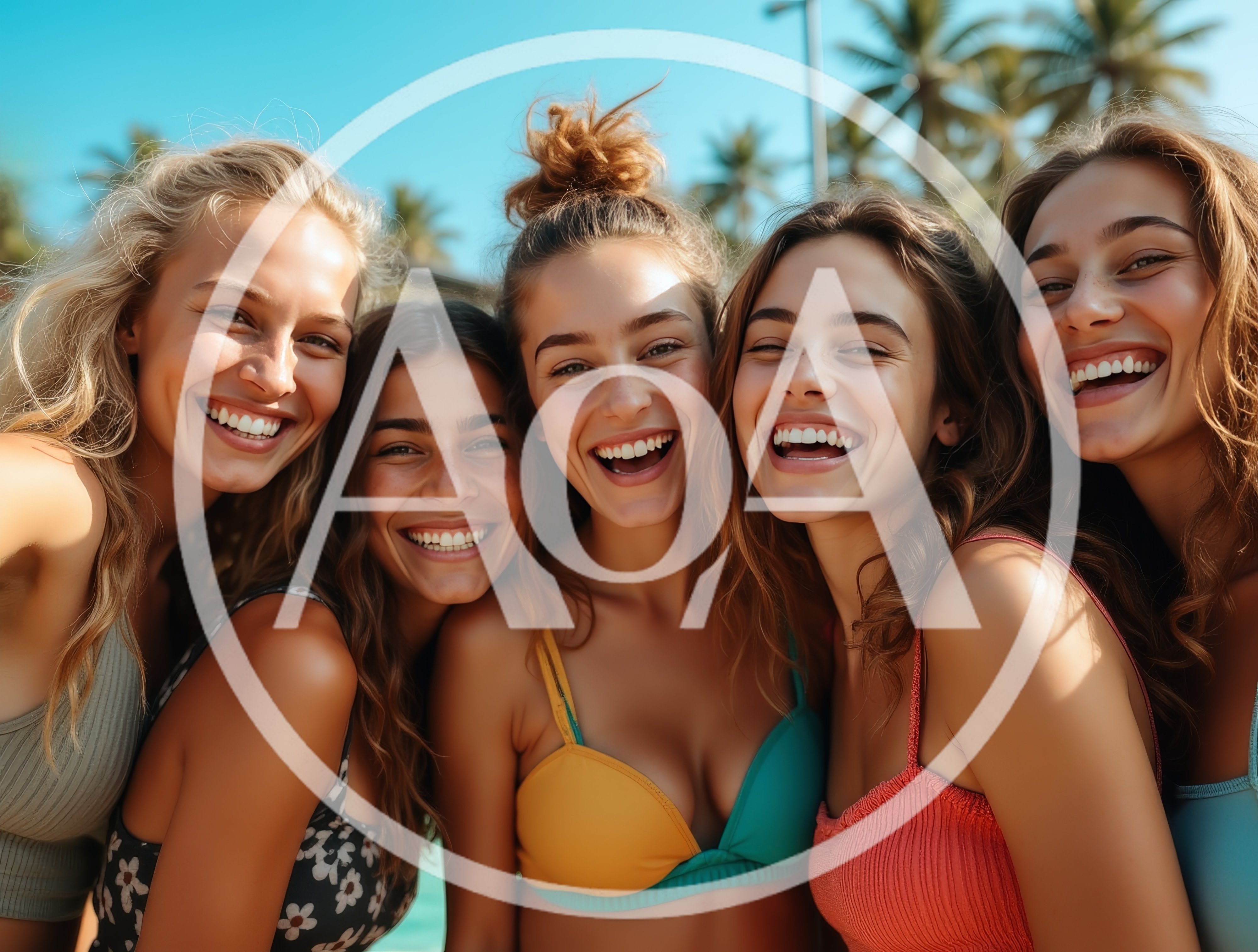 Group Of Happy Young Women Taking A Selfie