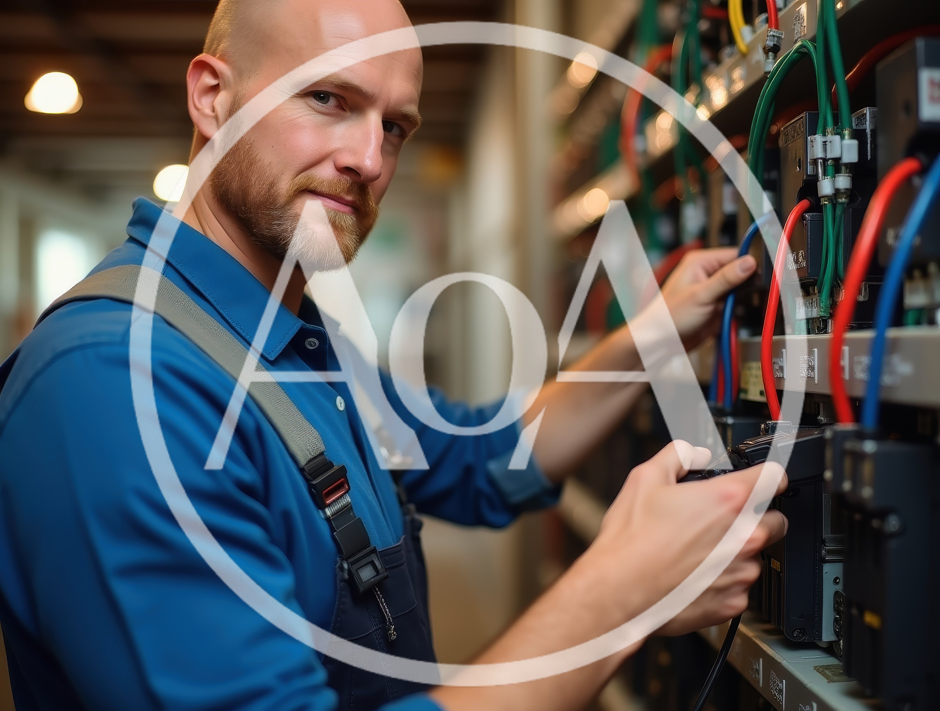 Electrician Working On Industrial Electrical Control Panel