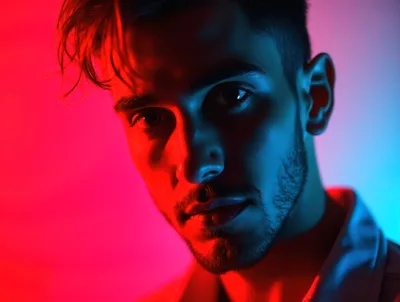 Portrait Of A Young Man With Neon Lighting