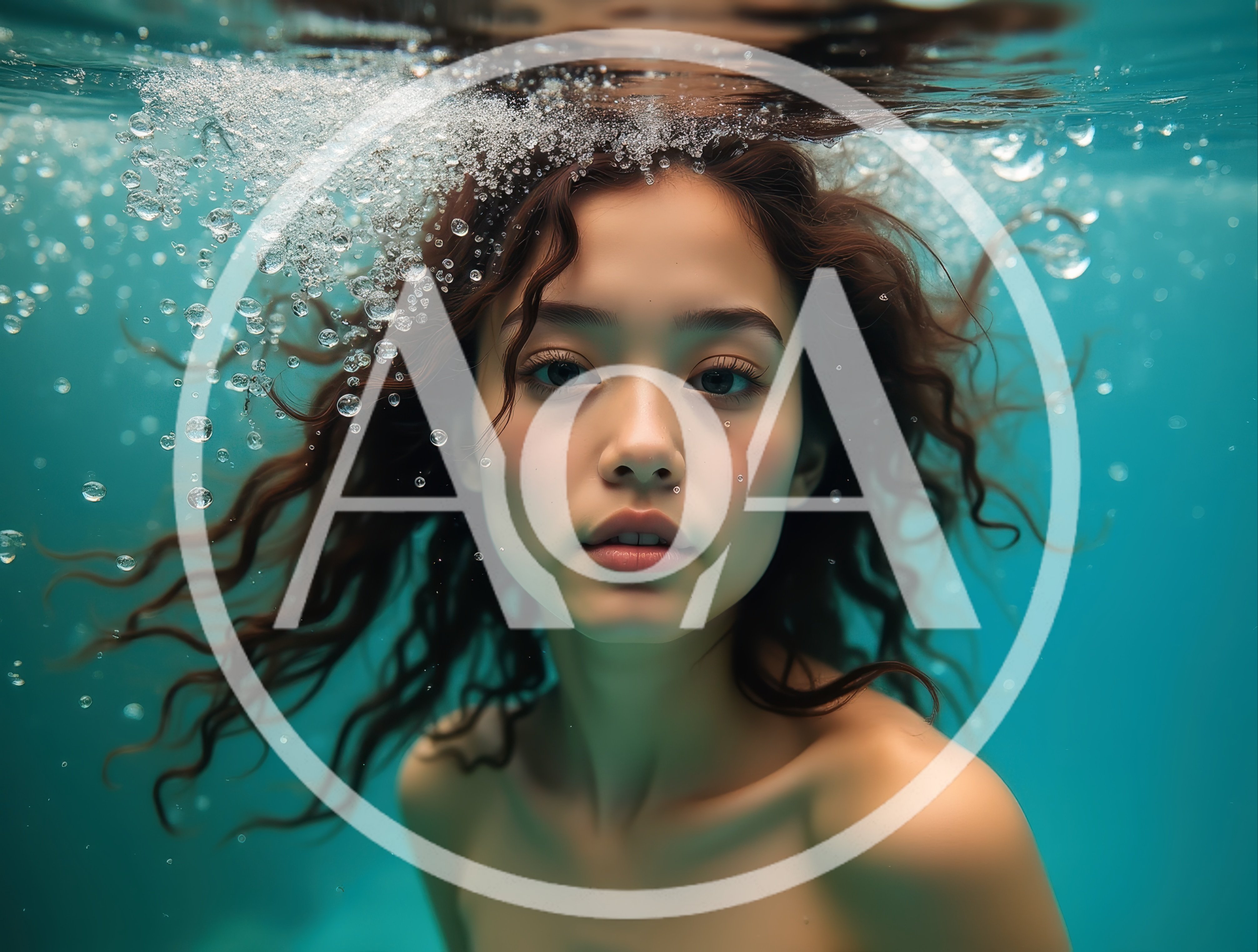 Young Woman Swimming Underwater With Flowing Hair