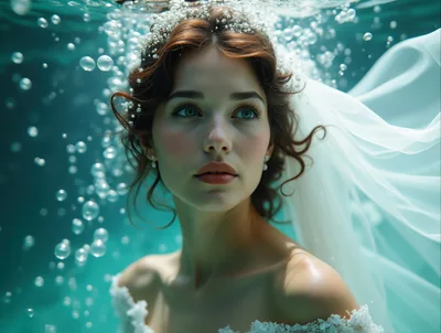 Underwater Portrait Of A Bride In Wedding Dress