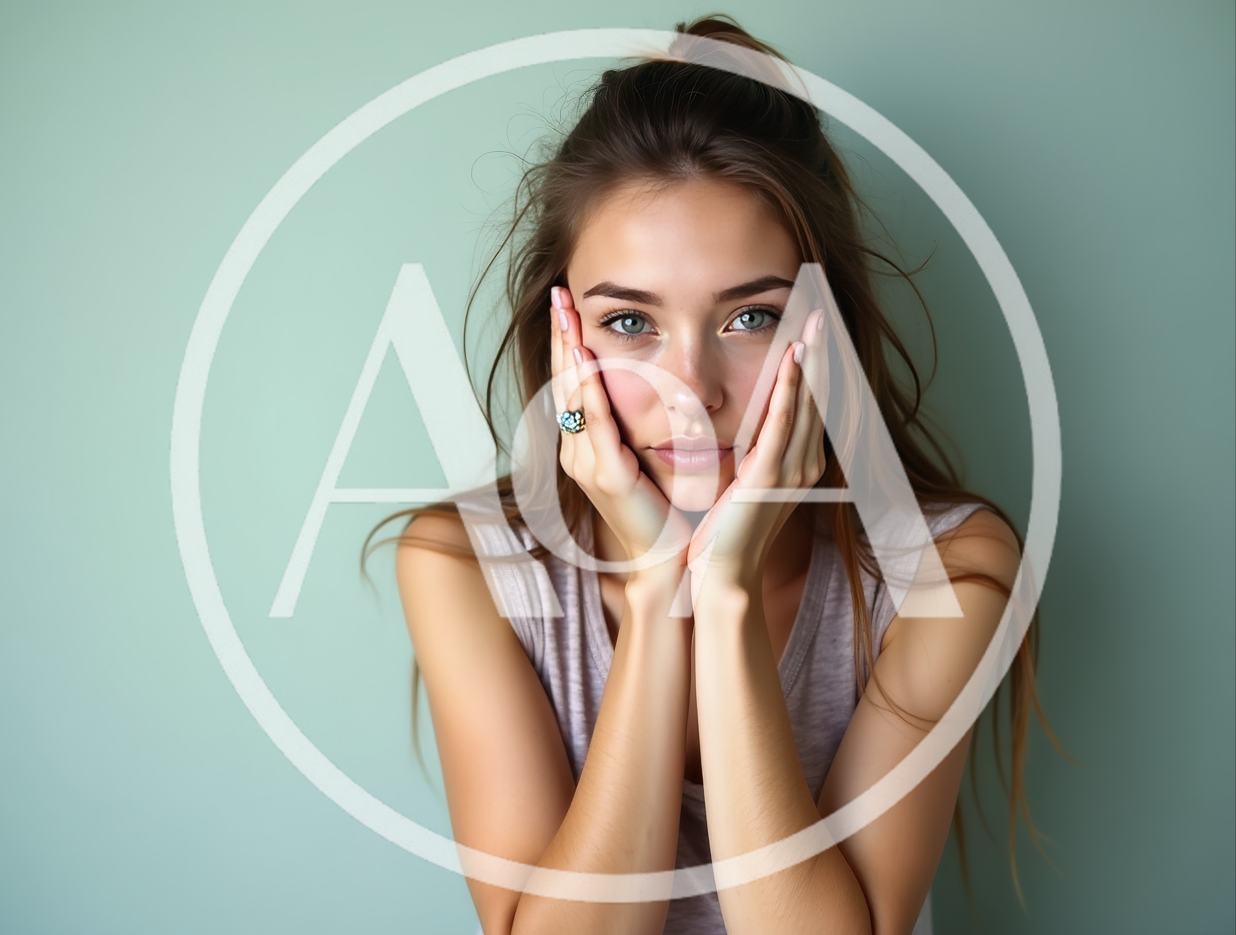 Young Woman With Hands On Her Face