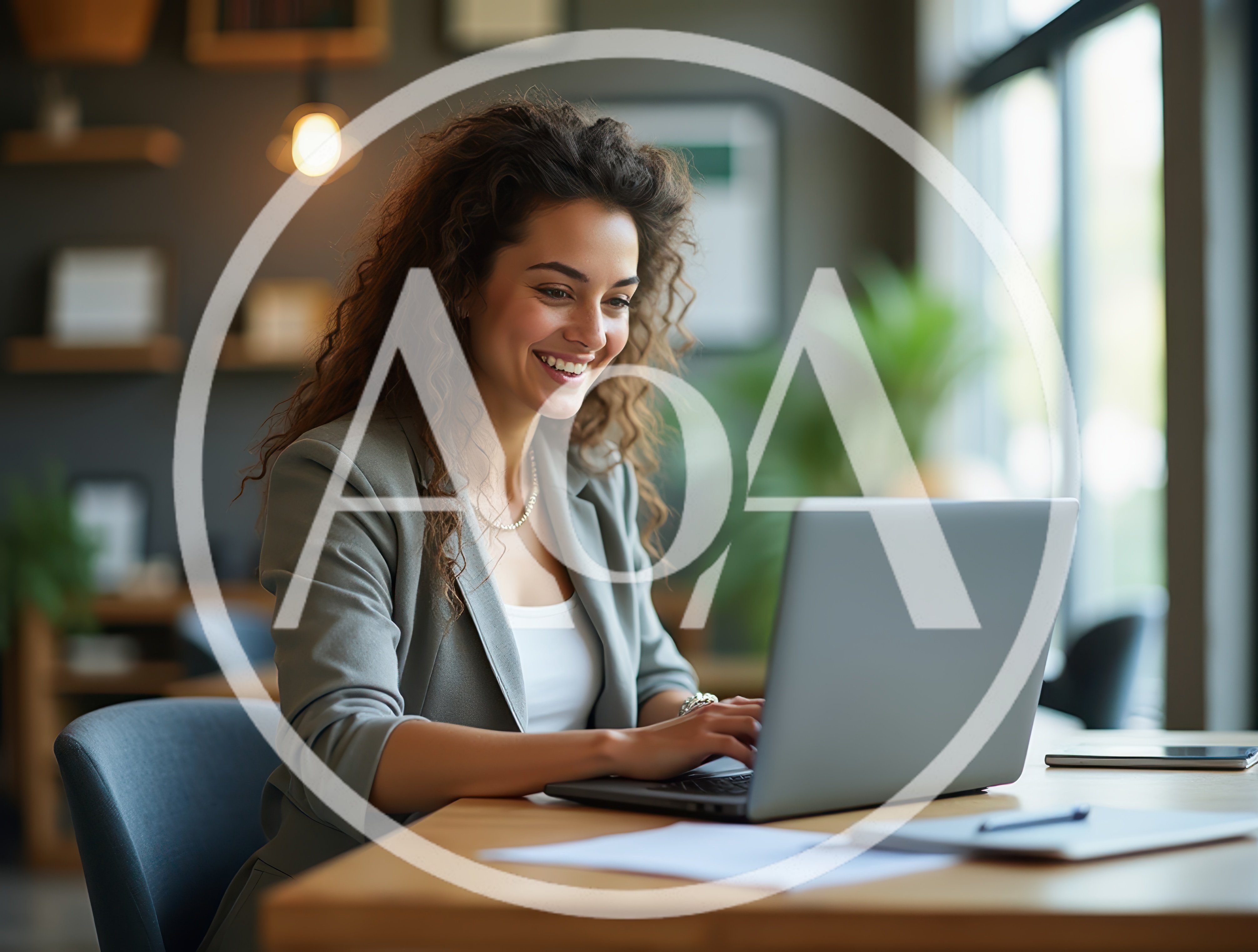 Professional Woman Working On Laptop In Modern Office