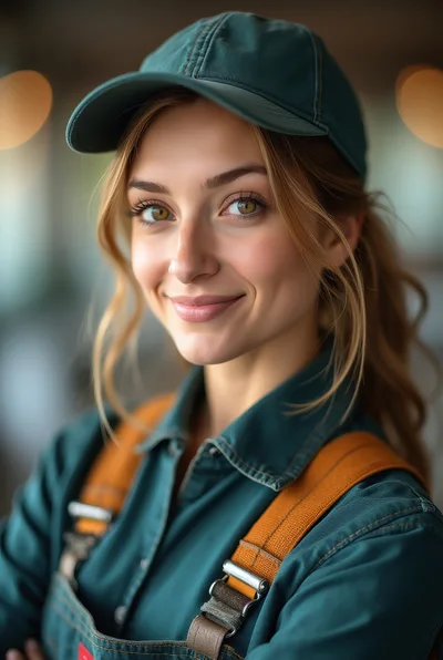 Portrait Of A Smiling Young Woman In Workwear