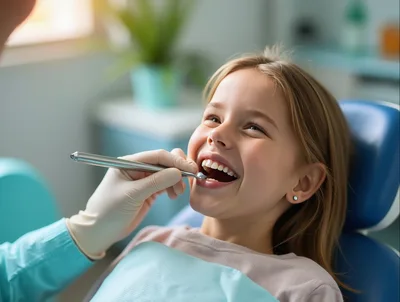 Young Girl Having Dental Checkup at Clinic