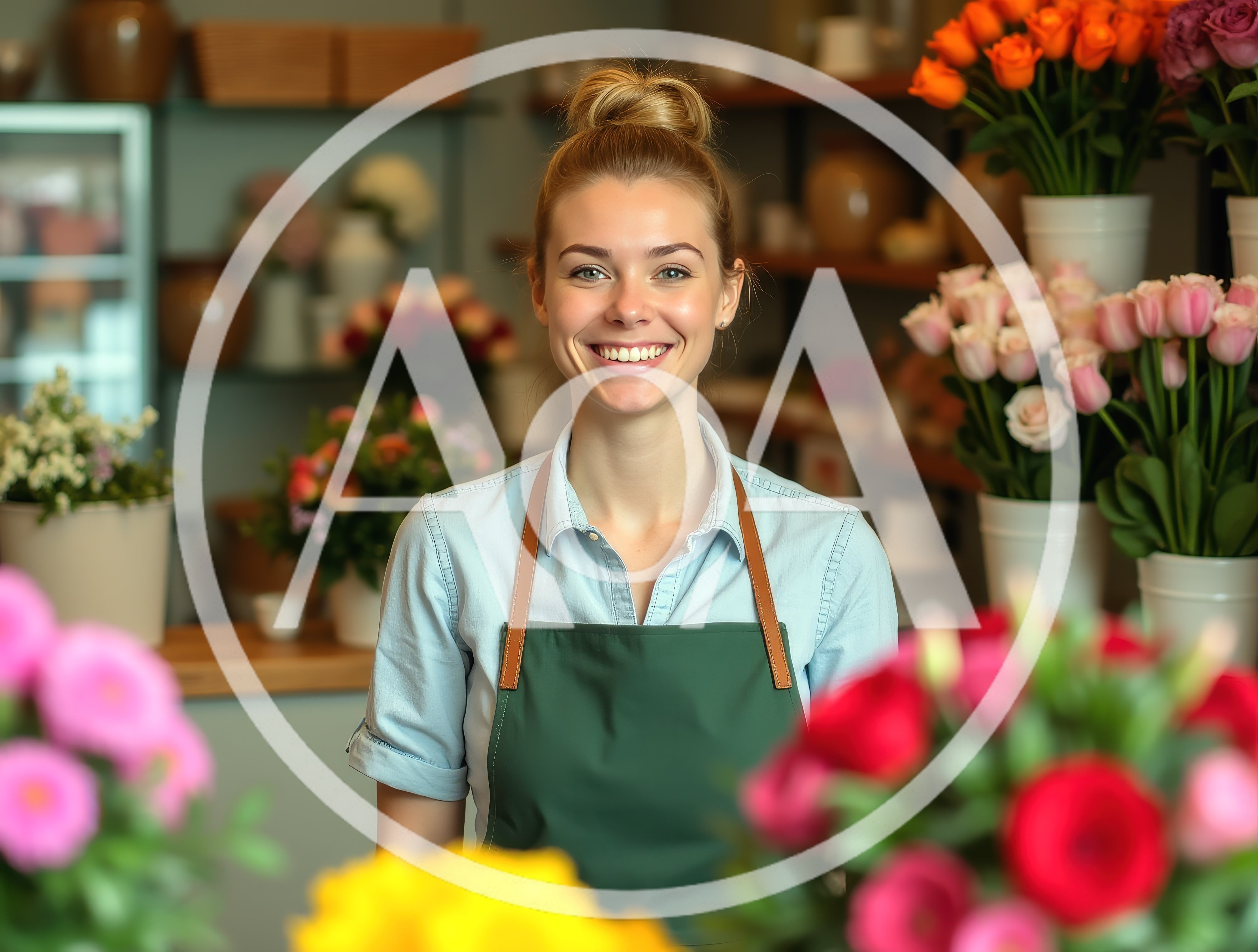 Smiling Female Florist Standing In Flower Shop