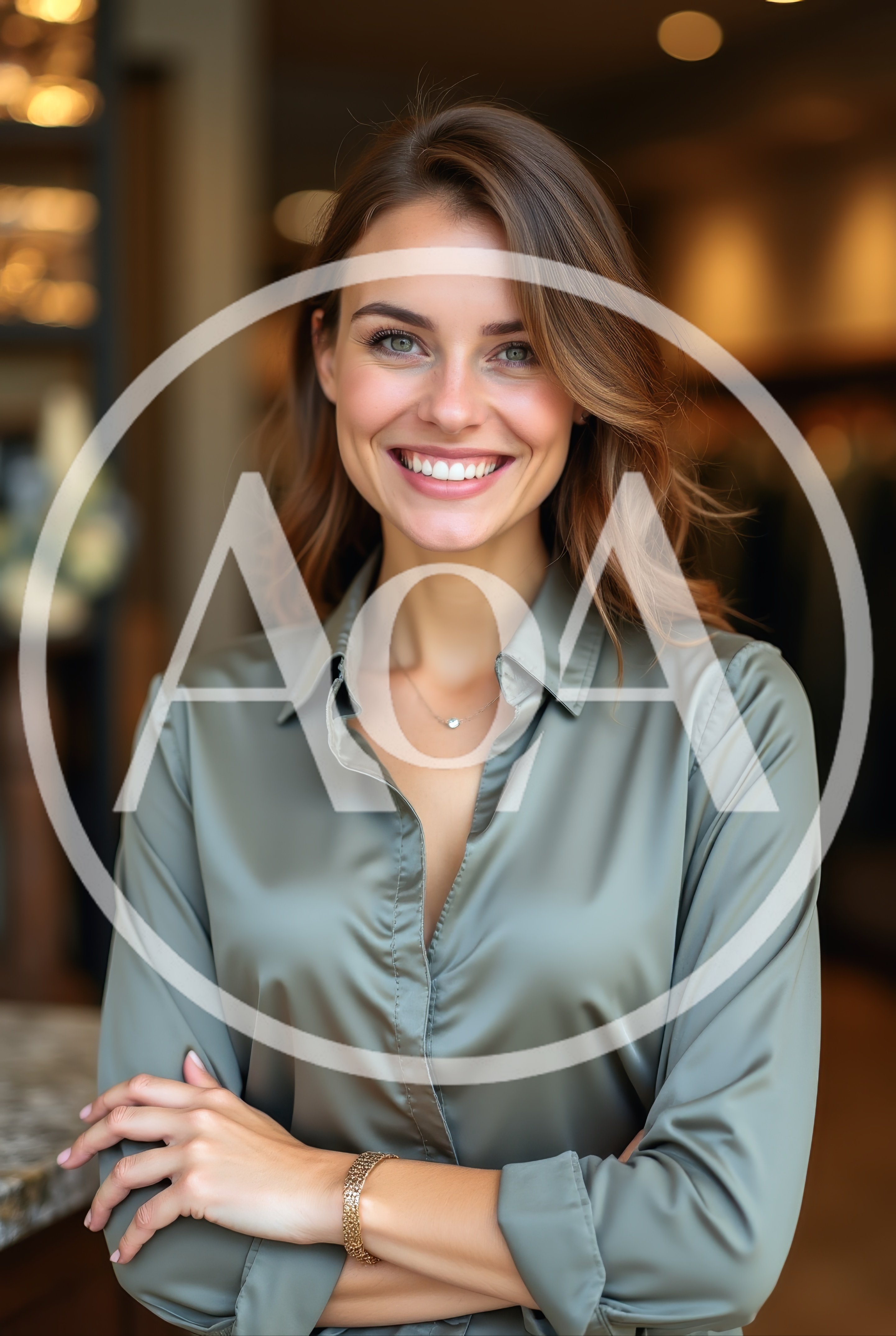 Professional Woman Smiling In A Modern Office Setting