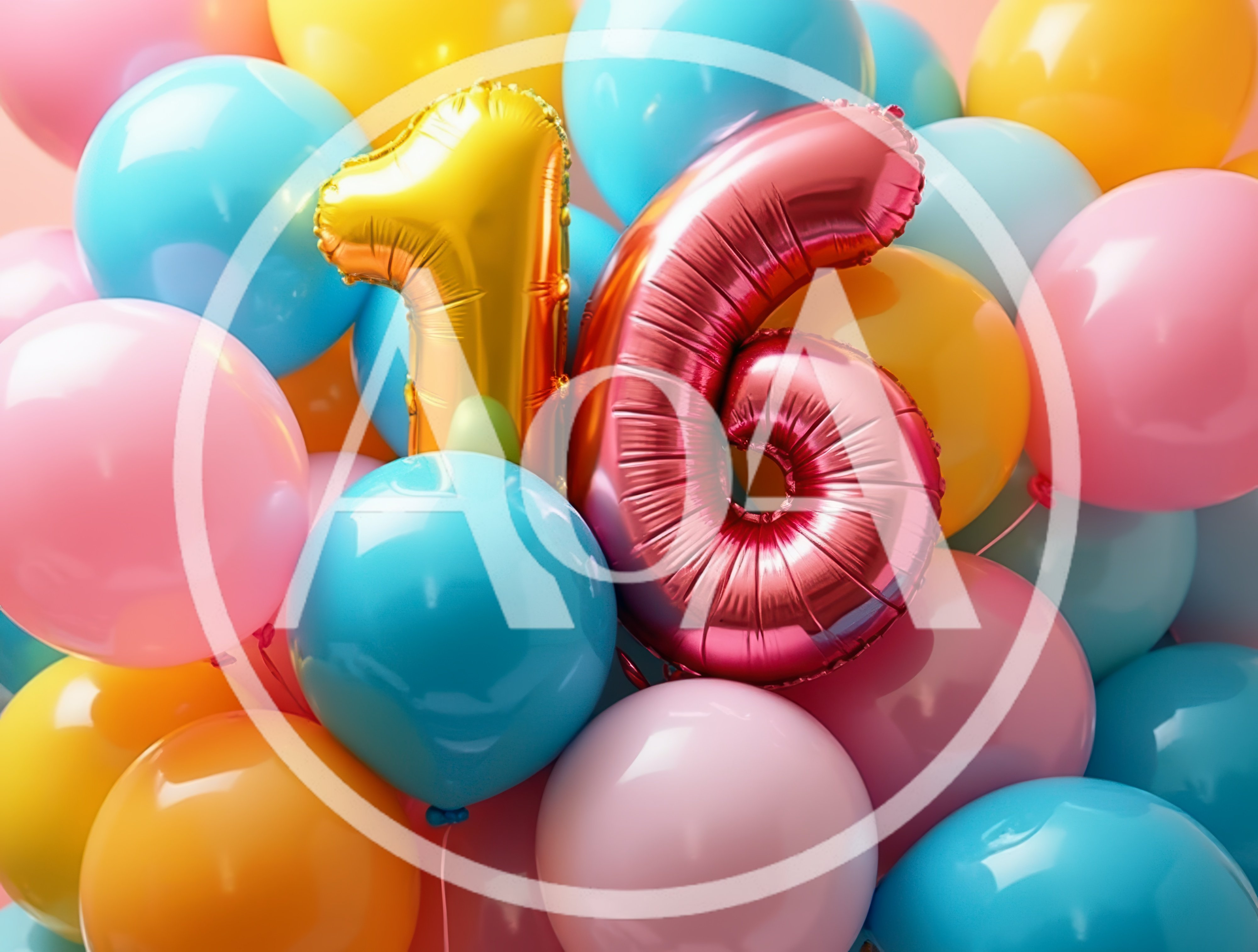 Sixteenth Birthday Celebration With Colorful Balloons