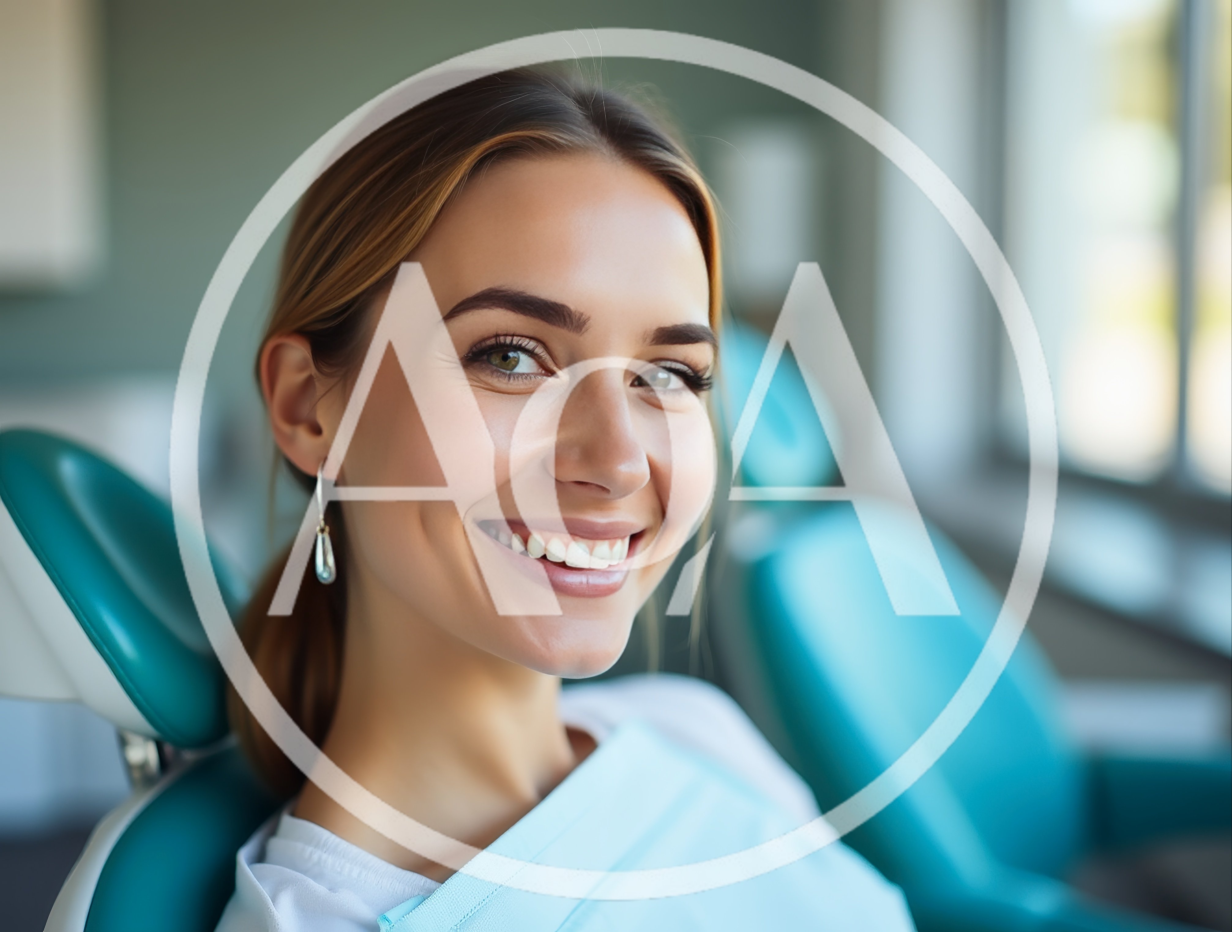 Smiling Woman Sitting In A Dental Chair