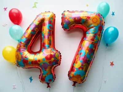 Colorful Number Forty Seven Foil Balloons