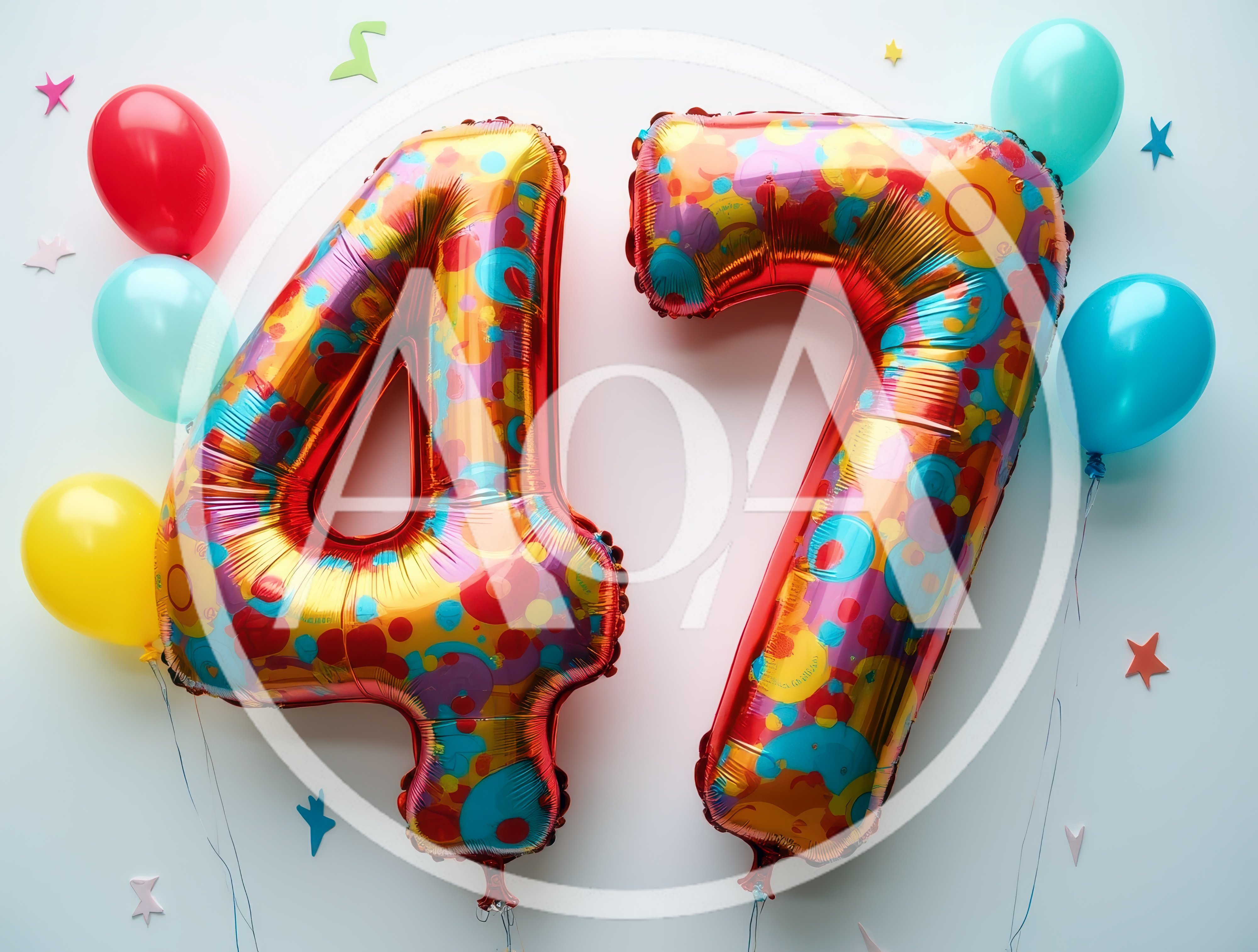 Colorful Number Forty Seven Foil Balloons