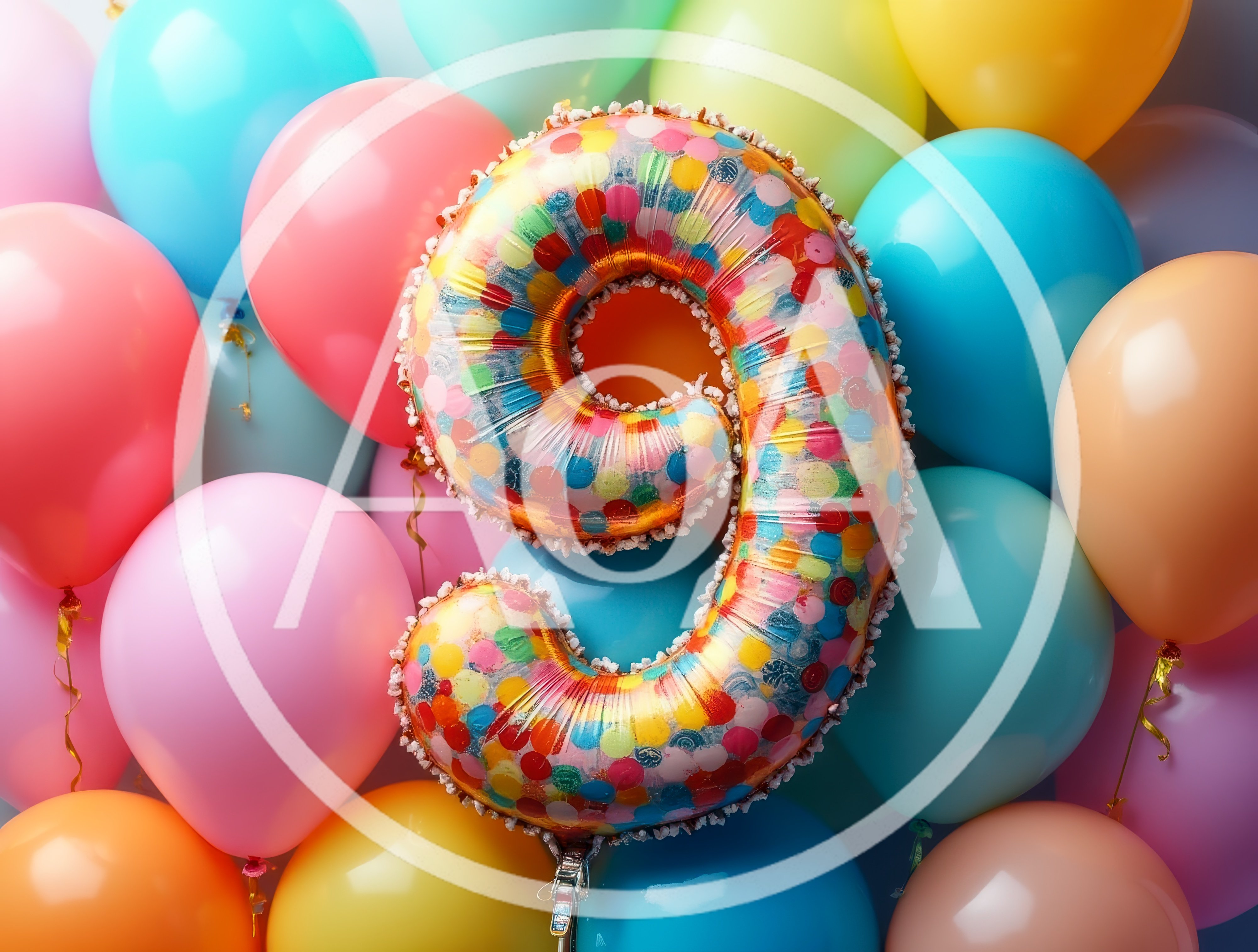 Confetti Pattern Number Nine Balloon Celebration