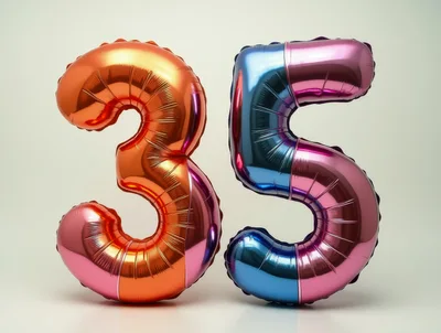Metallic Foil Balloons Shaped As Number Thirty Five