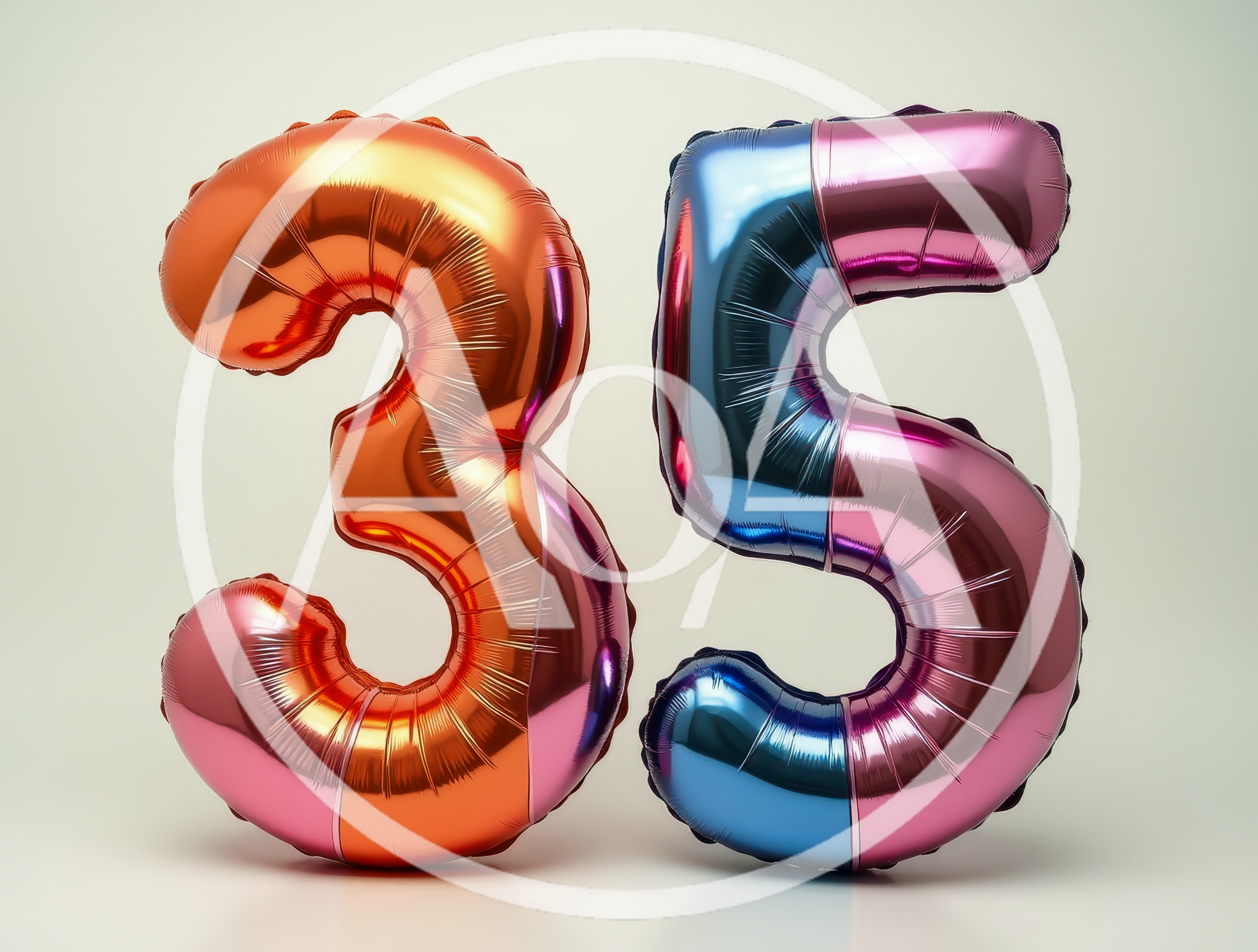 Metallic Foil Balloons Shaped As Number Thirty Five