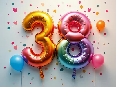 38th Birthday Celebration Balloons With Confetti