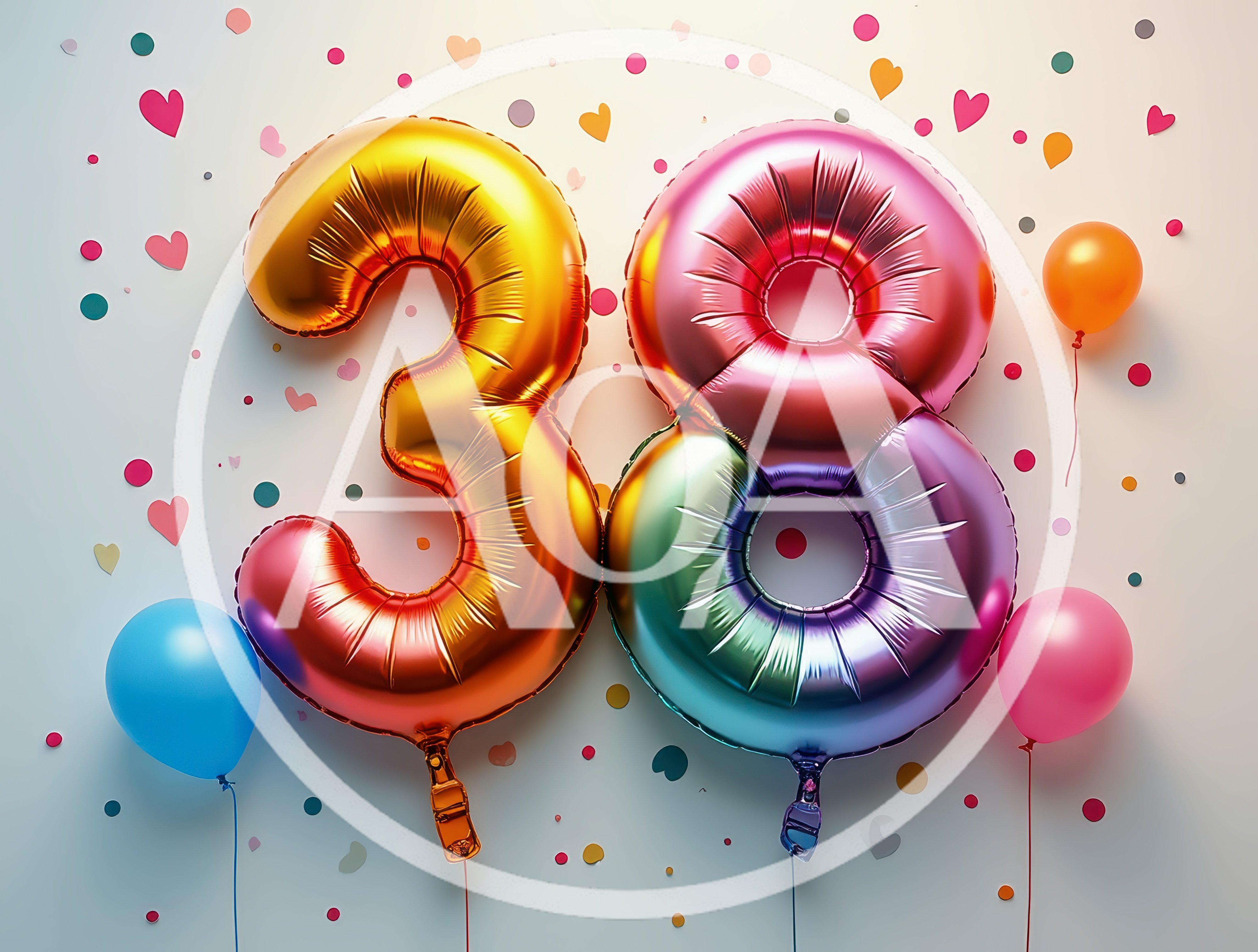 38th Birthday Celebration Balloons With Confetti