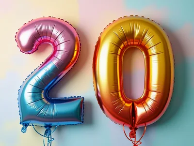 Metallic Foil Number Twenty Balloons