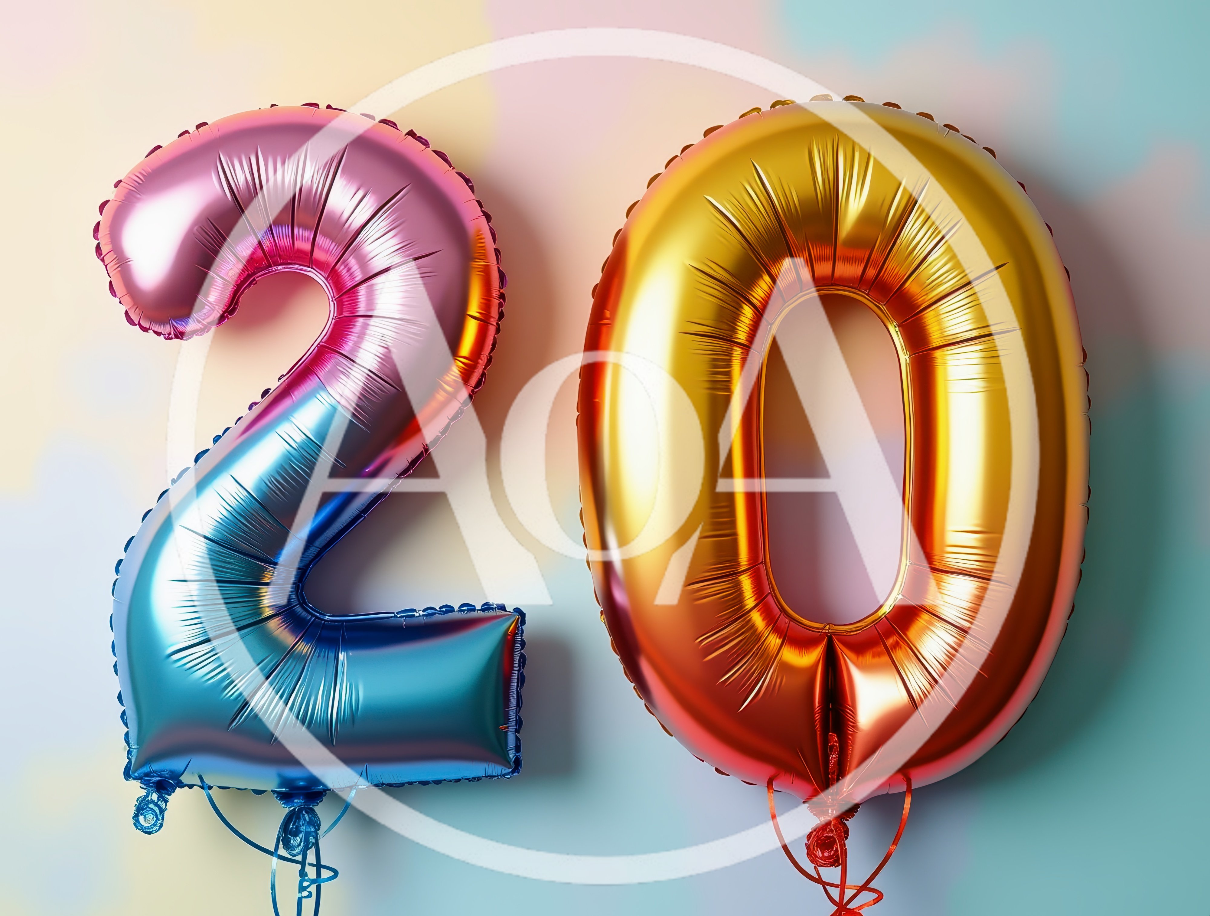Metallic Foil Number Twenty Balloons