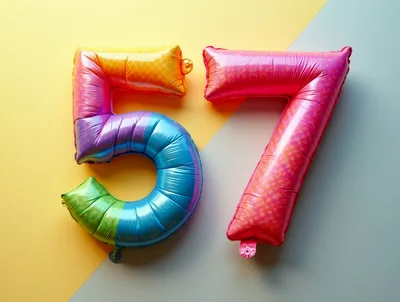 Rainbow Number Fifty Seven Foil Balloons
