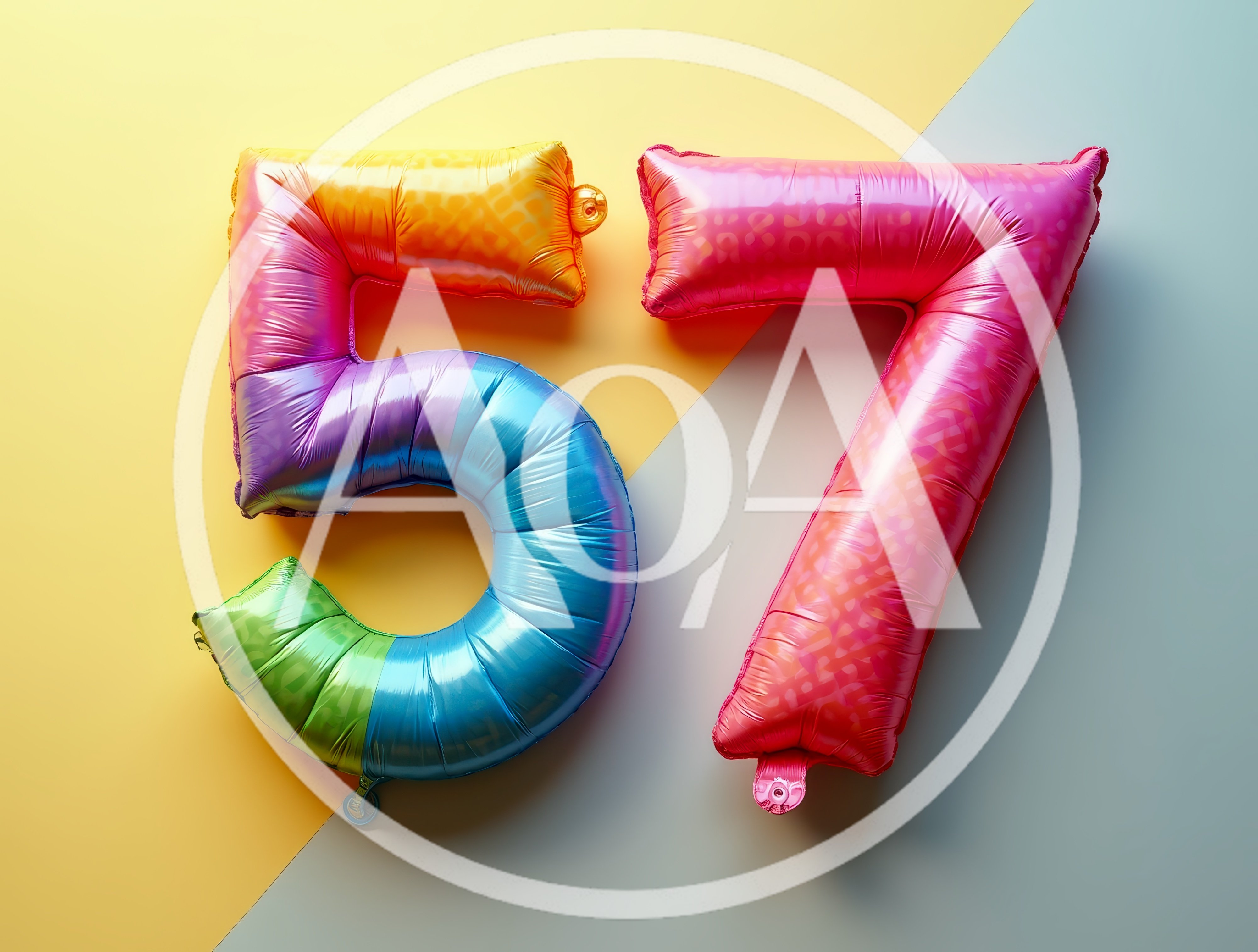 Rainbow Number Fifty Seven Foil Balloons