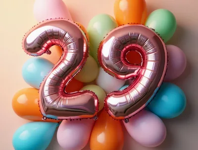 Rose Gold Number Twenty Nine Balloons