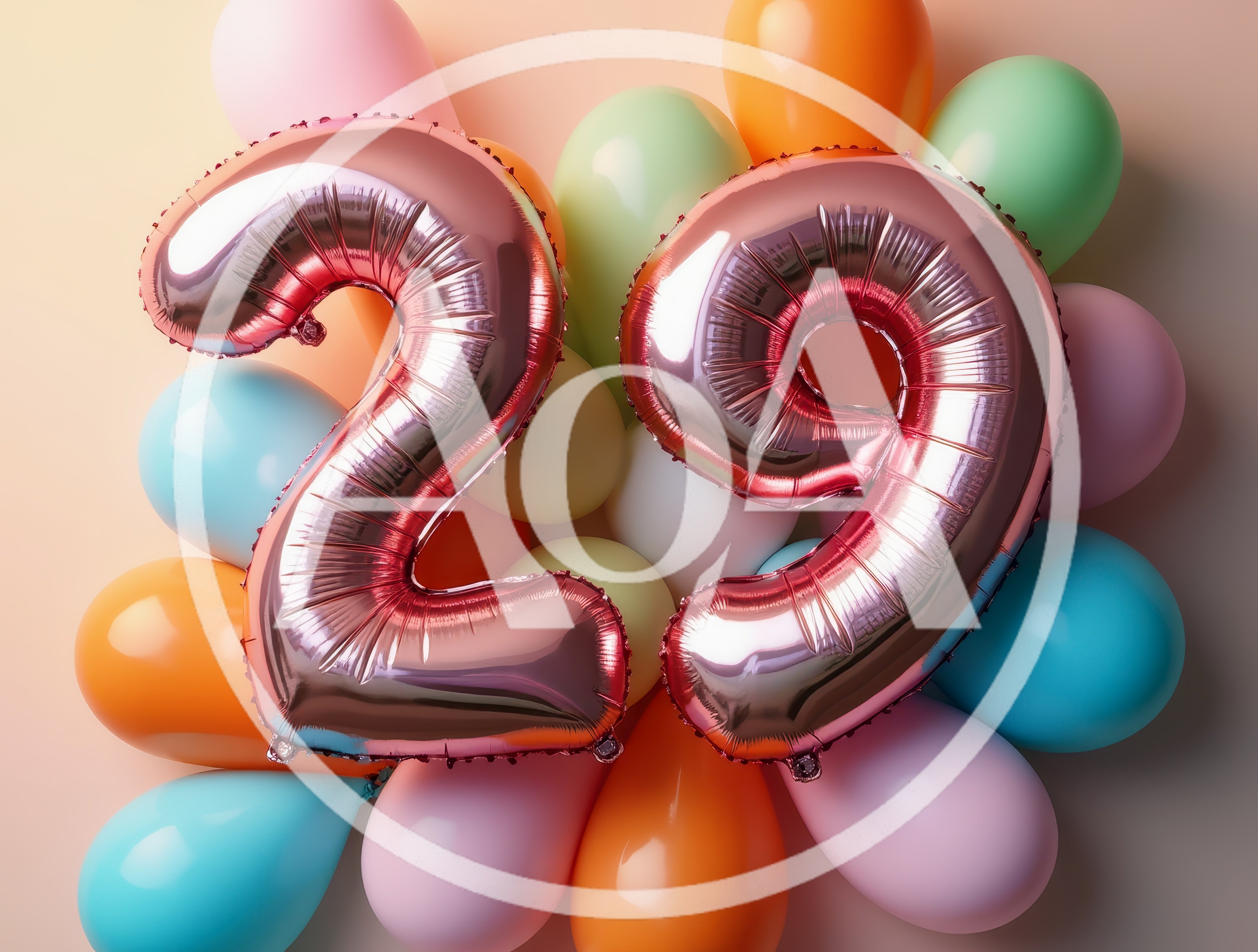 Rose Gold Number Twenty Nine Balloons