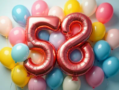 Red Foil Number Fifty Eight Balloons