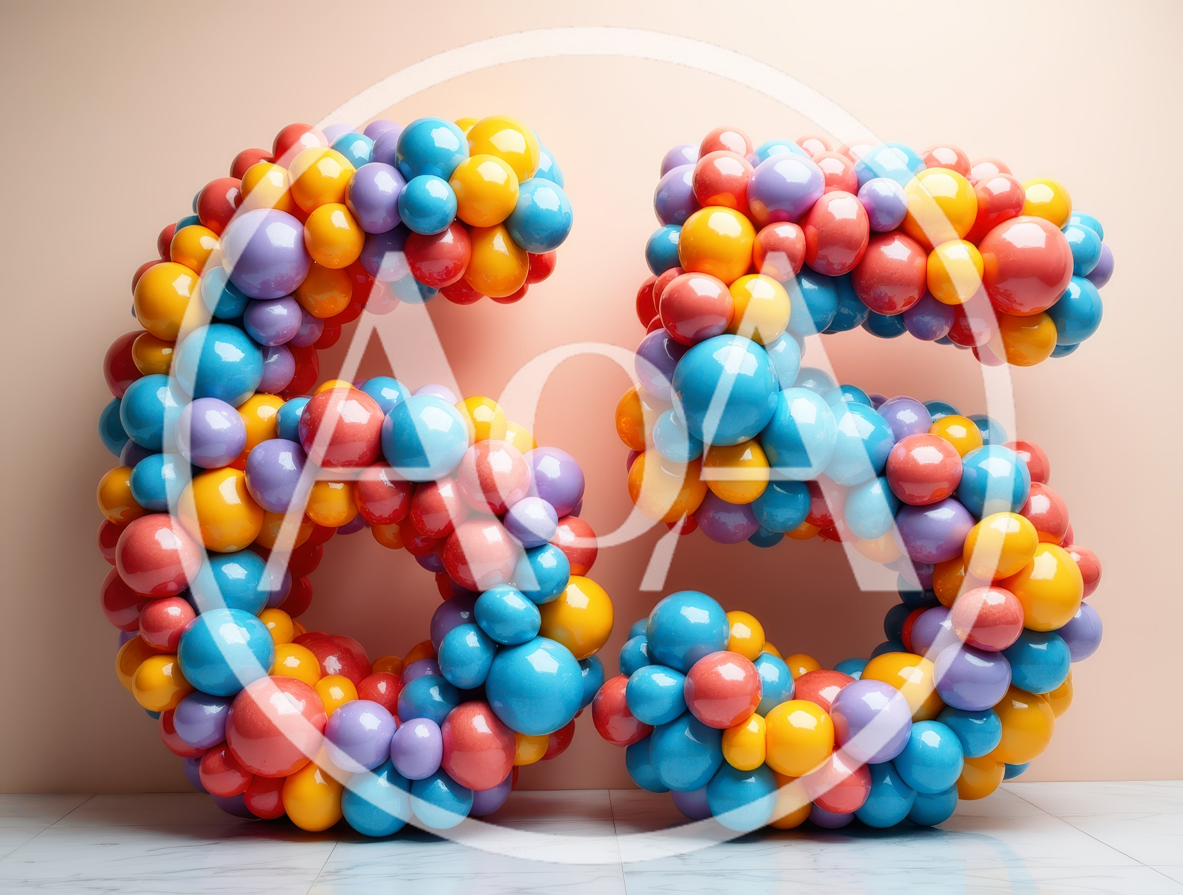 Number Sixty Five Made Of Colorful Glossy Balloons