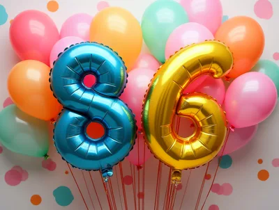 Blue Eight and Gold Six Number Balloons