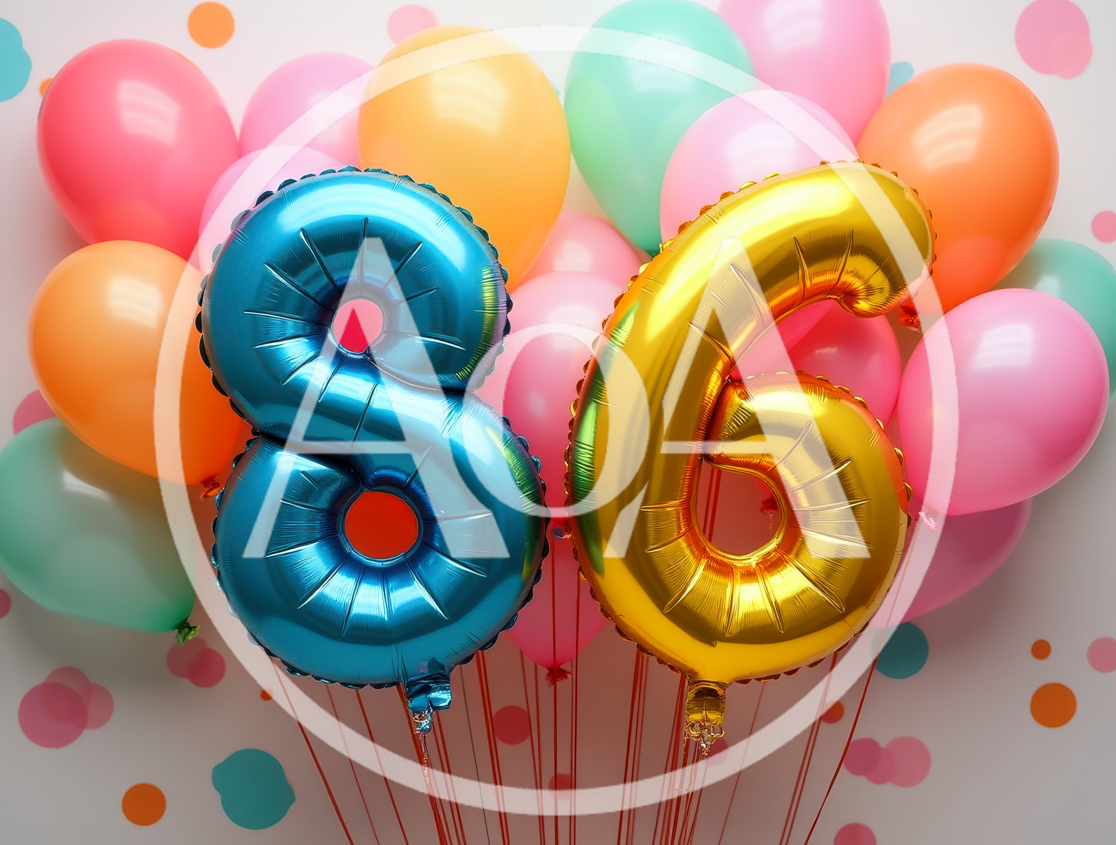 Blue Eight and Gold Six Number Balloons