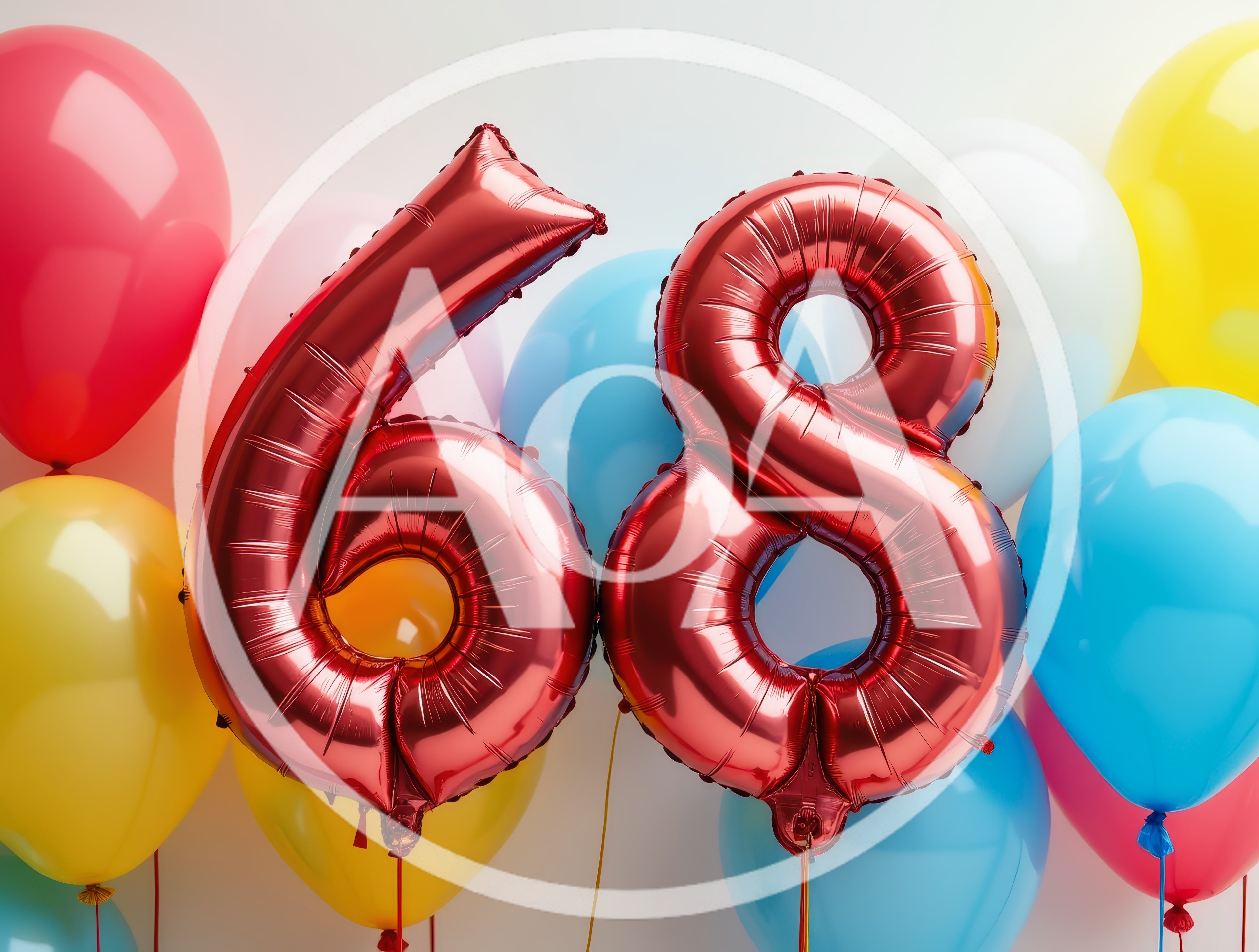 Red Foil Number Sixty Eight Balloons