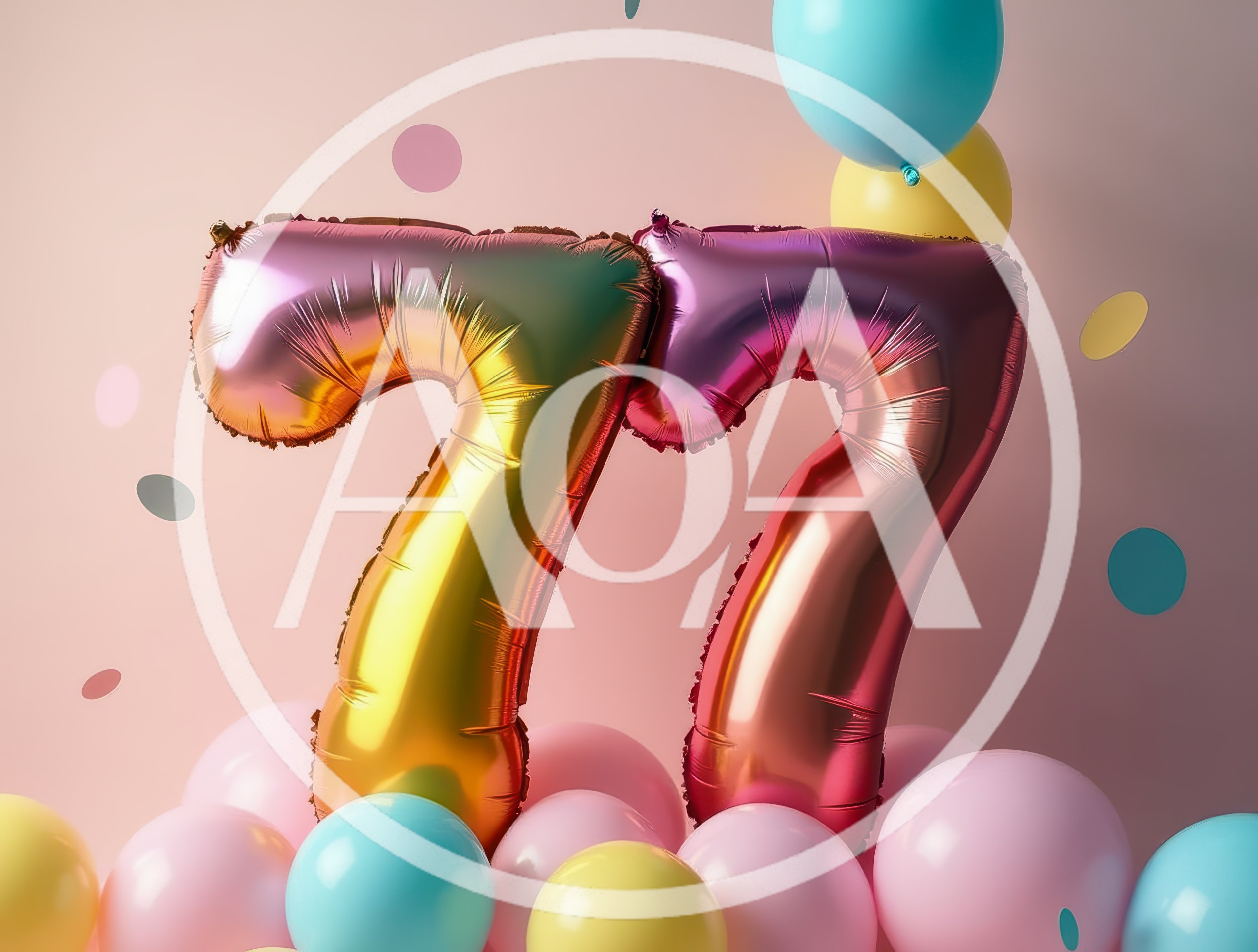 Seventy Seven Number Balloons for Birthday Celebration
