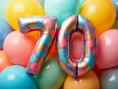 Seventieth Birthday Celebration Balloon Number Seventy