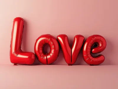 Red Foil Balloon Letters Spelling Love