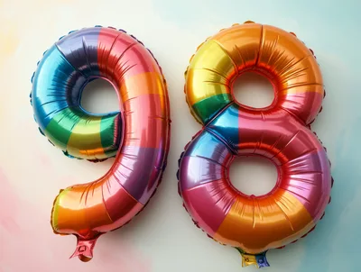 Rainbow Foil Balloon Number Ninety Eight
