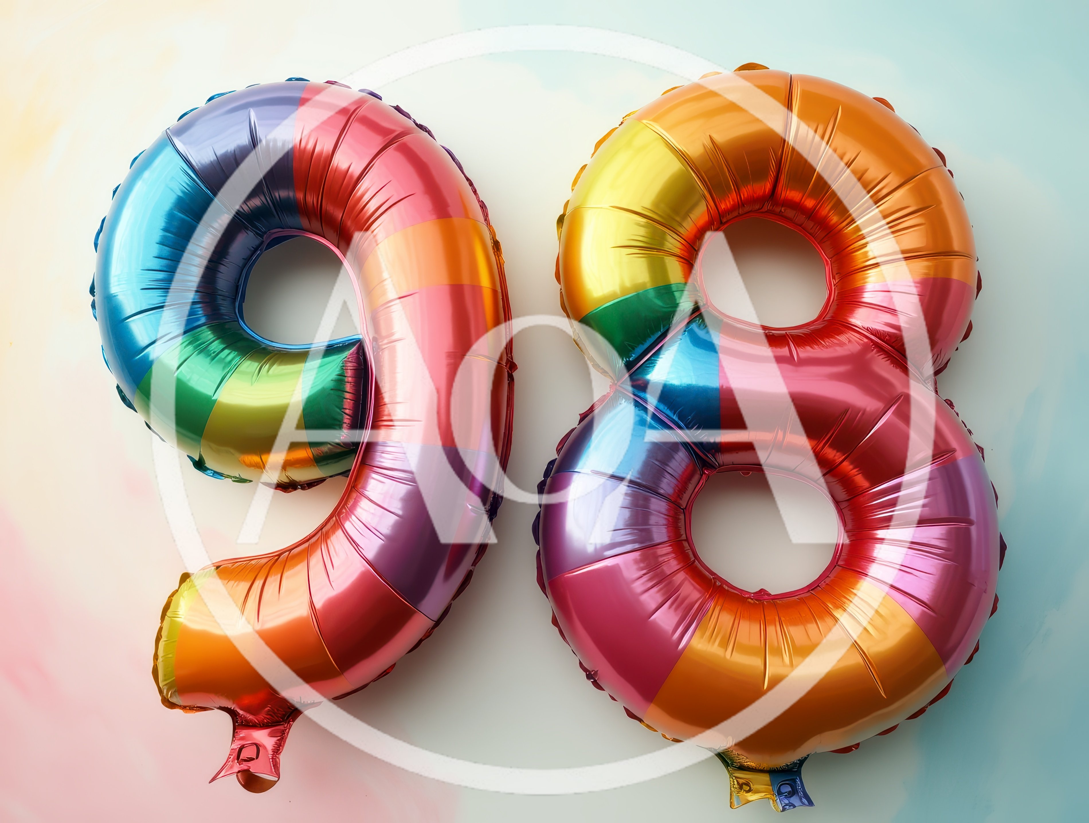 Rainbow Foil Balloon Number Ninety Eight