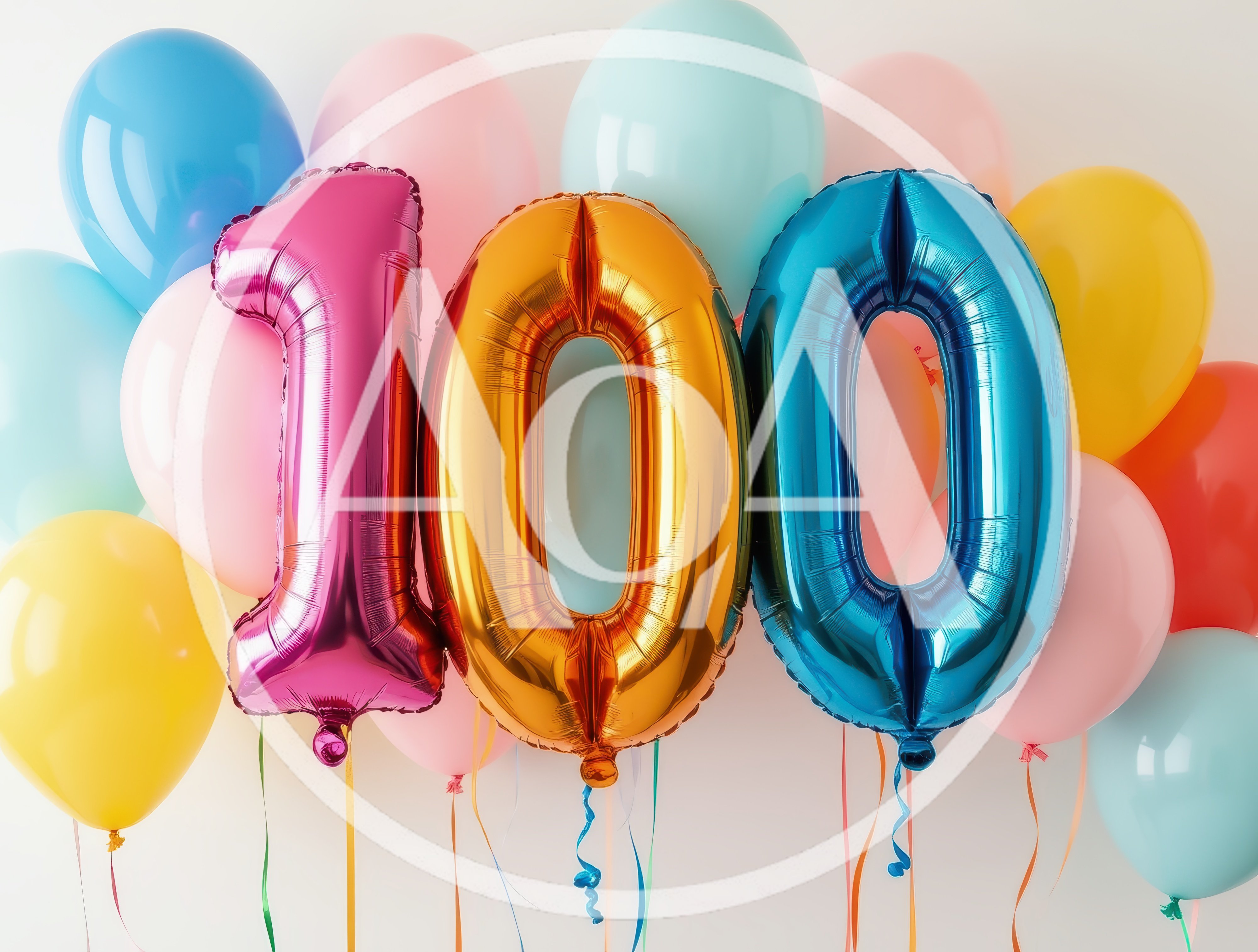 Colorful Number One Hundred Balloons for Celebration