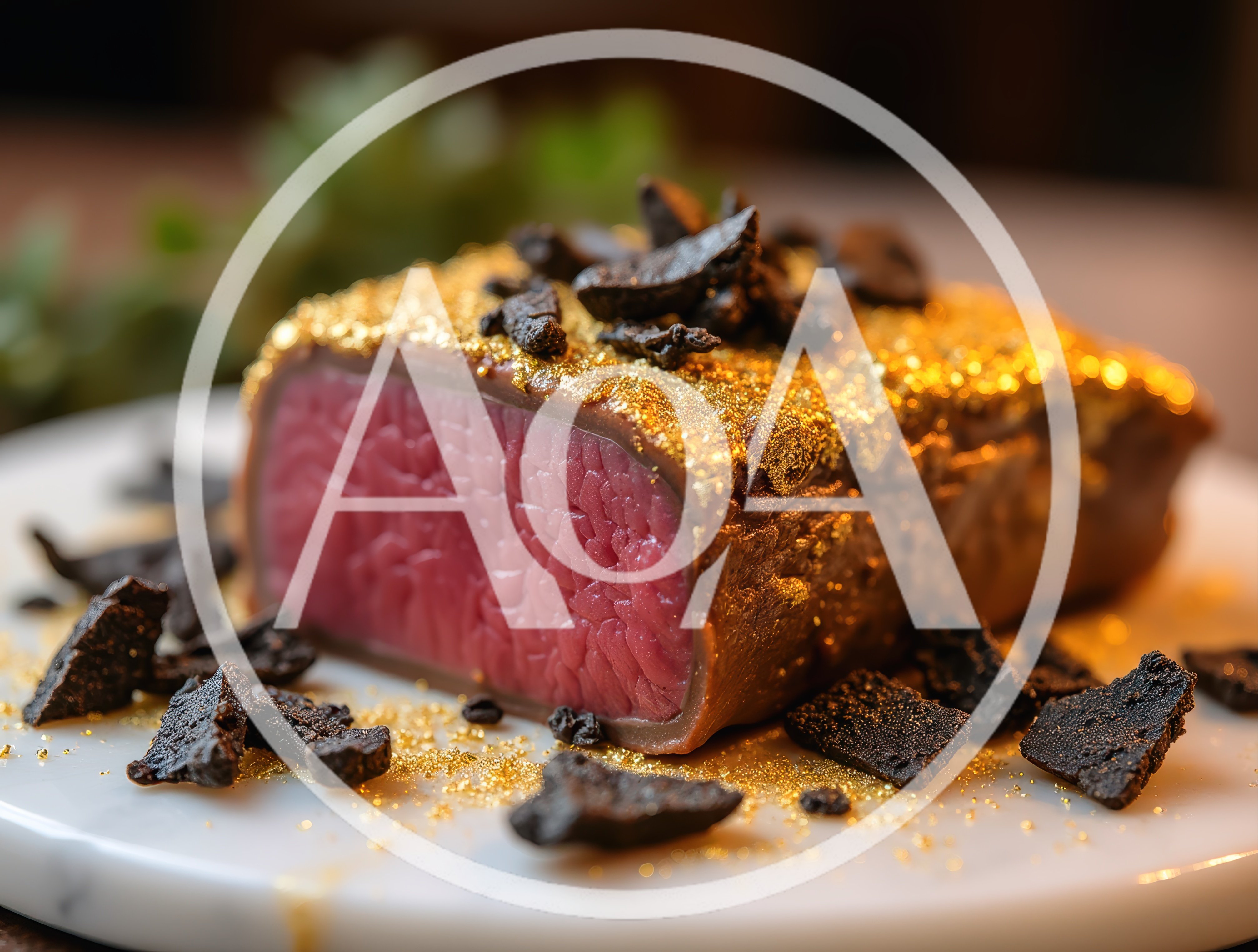 Gourmet Gold Leaf Steak With Black Truffle Shavings