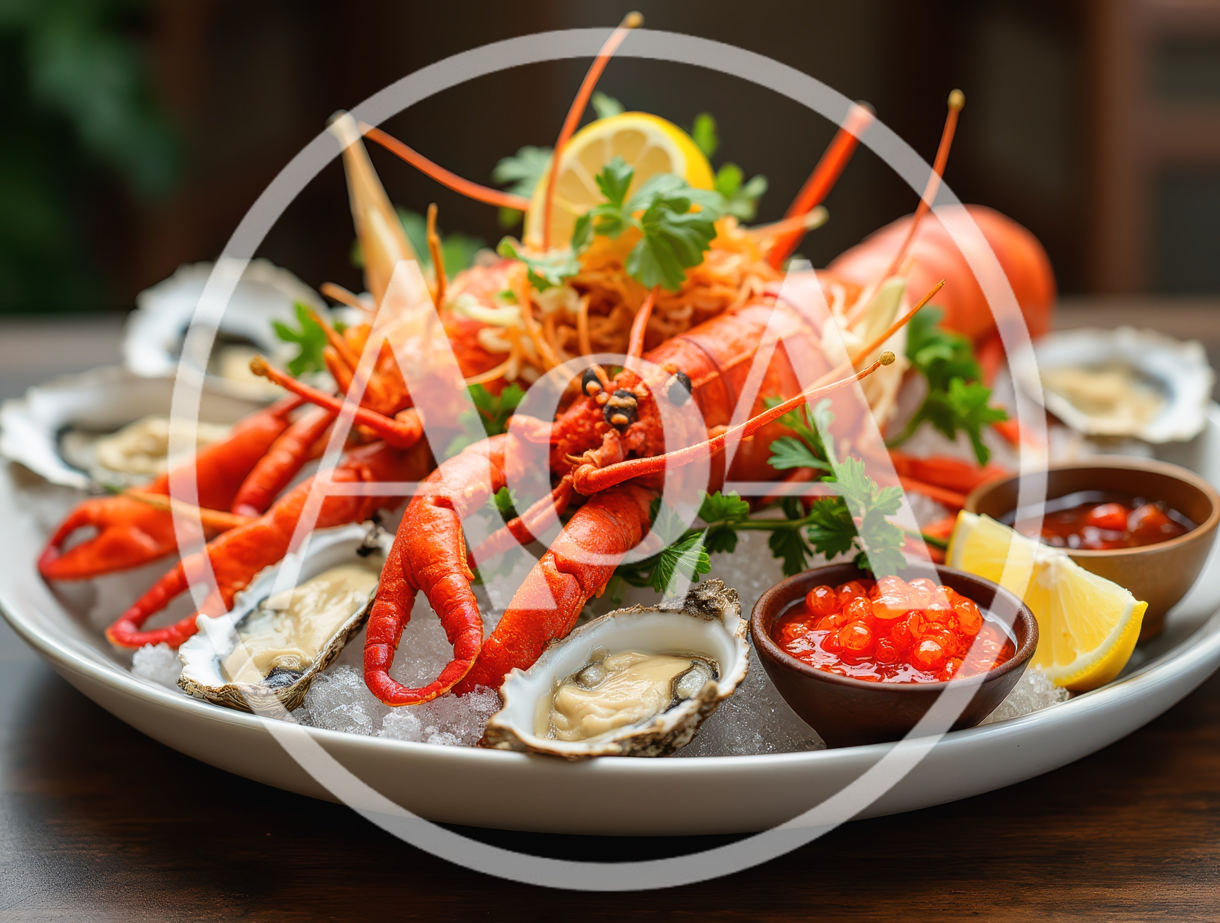 Gourmet Seafood Platter With Lobster And Oysters