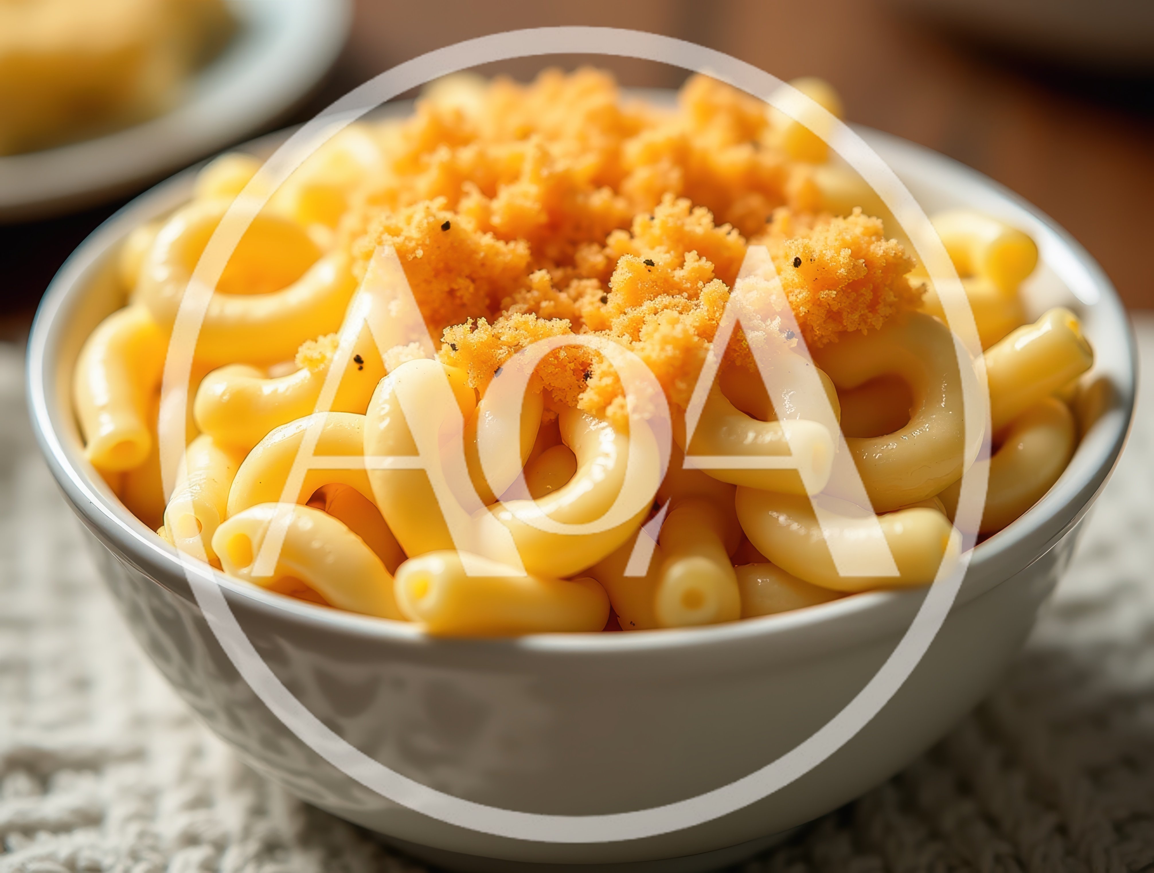 Bowl Of Creamy Macaroni And Cheese With Breadcrumbs