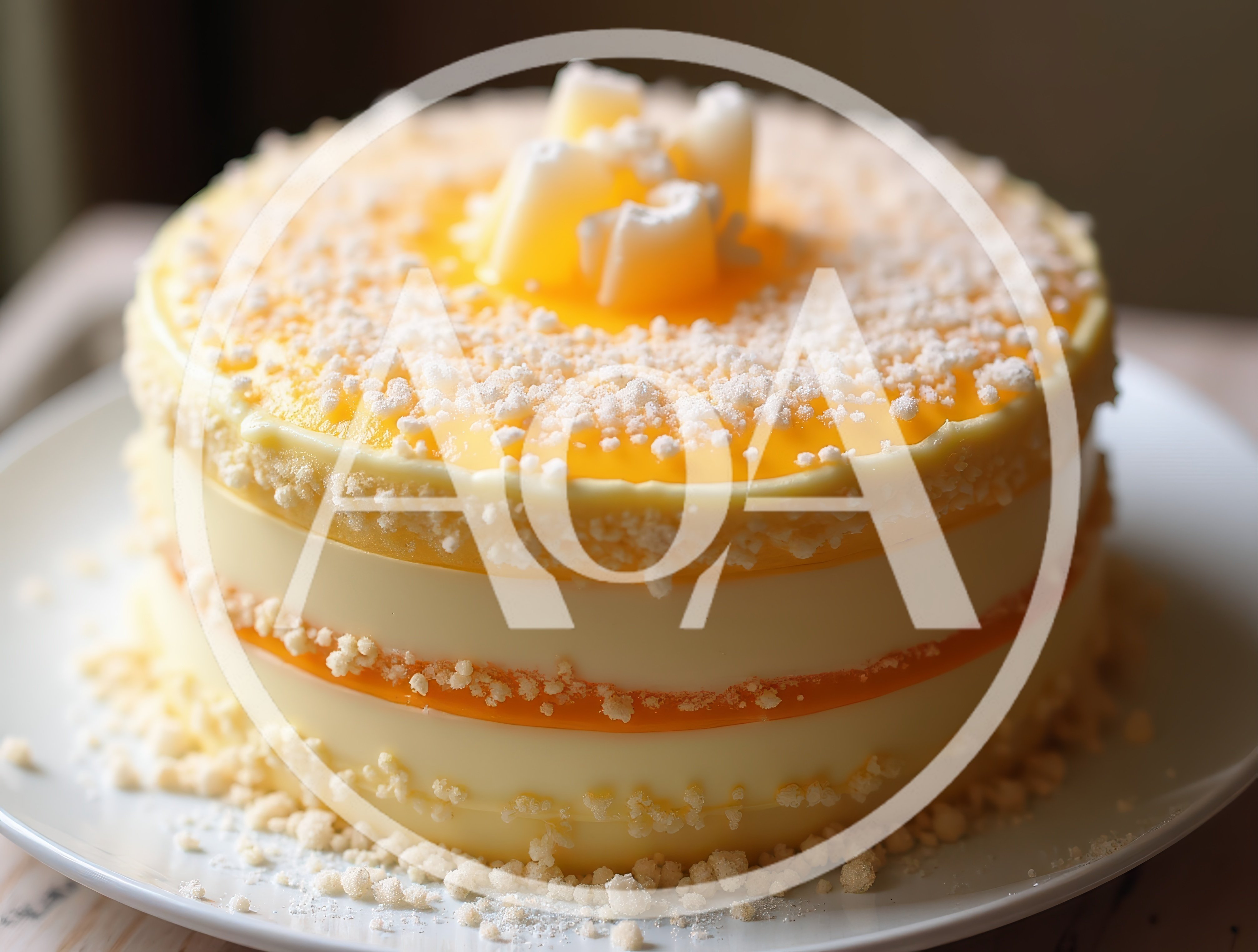 Layered Lemon Mousse Cake With White Chocolate Crumble