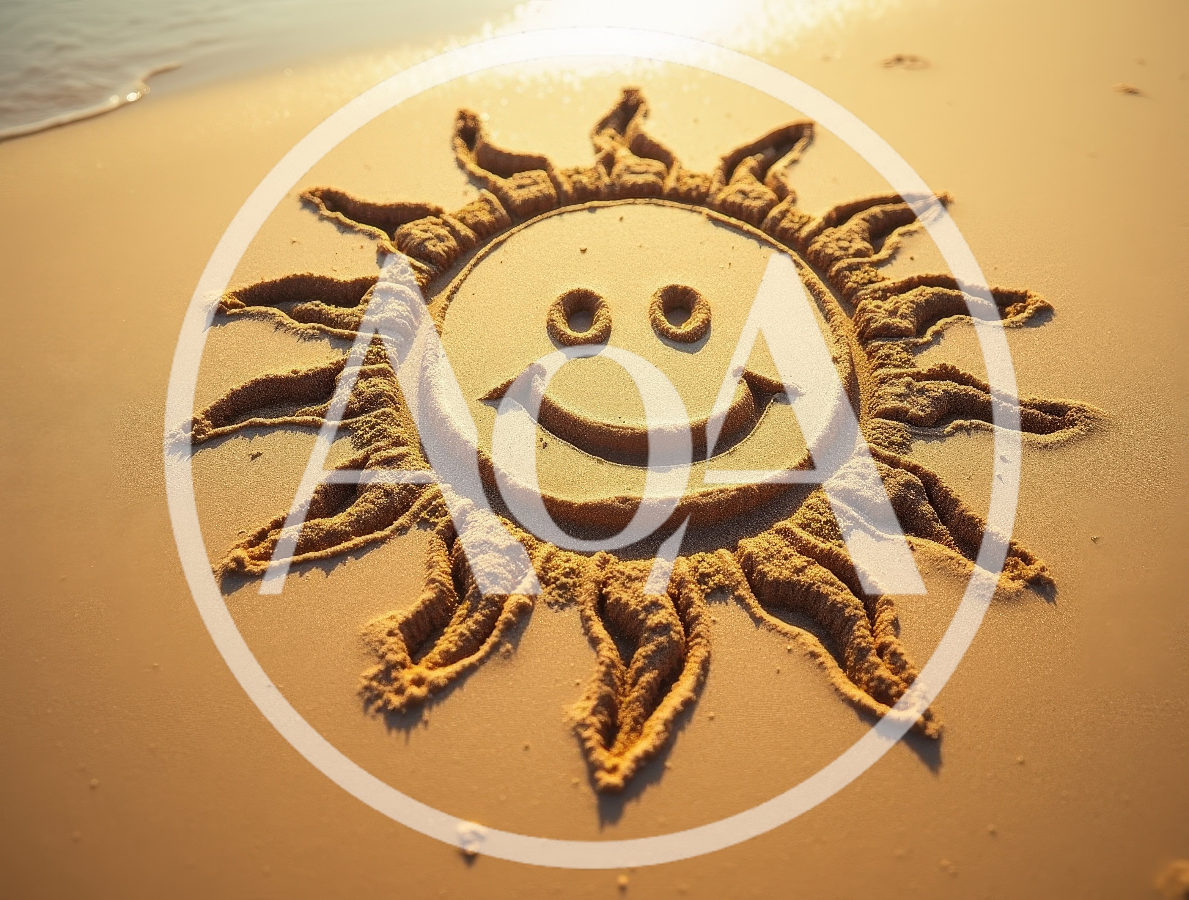 Sun Face Drawn In The Sand