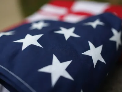 Folded American Flag Close Up