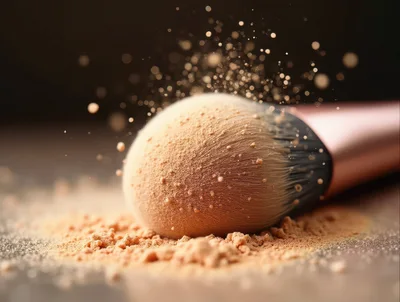 Makeup Brush With Loose Powder Particles