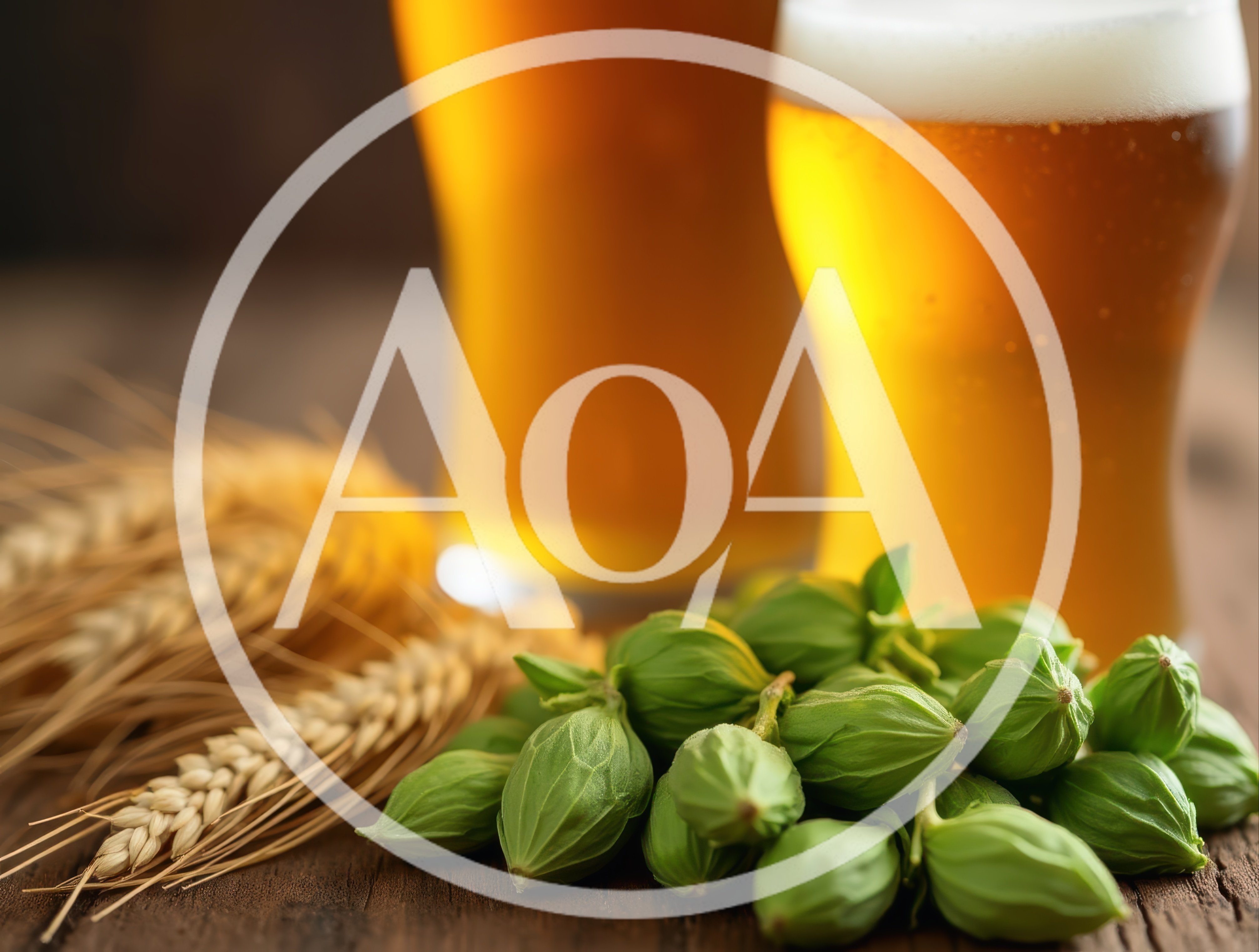 Fresh Hops and Barley With Beer Glasses