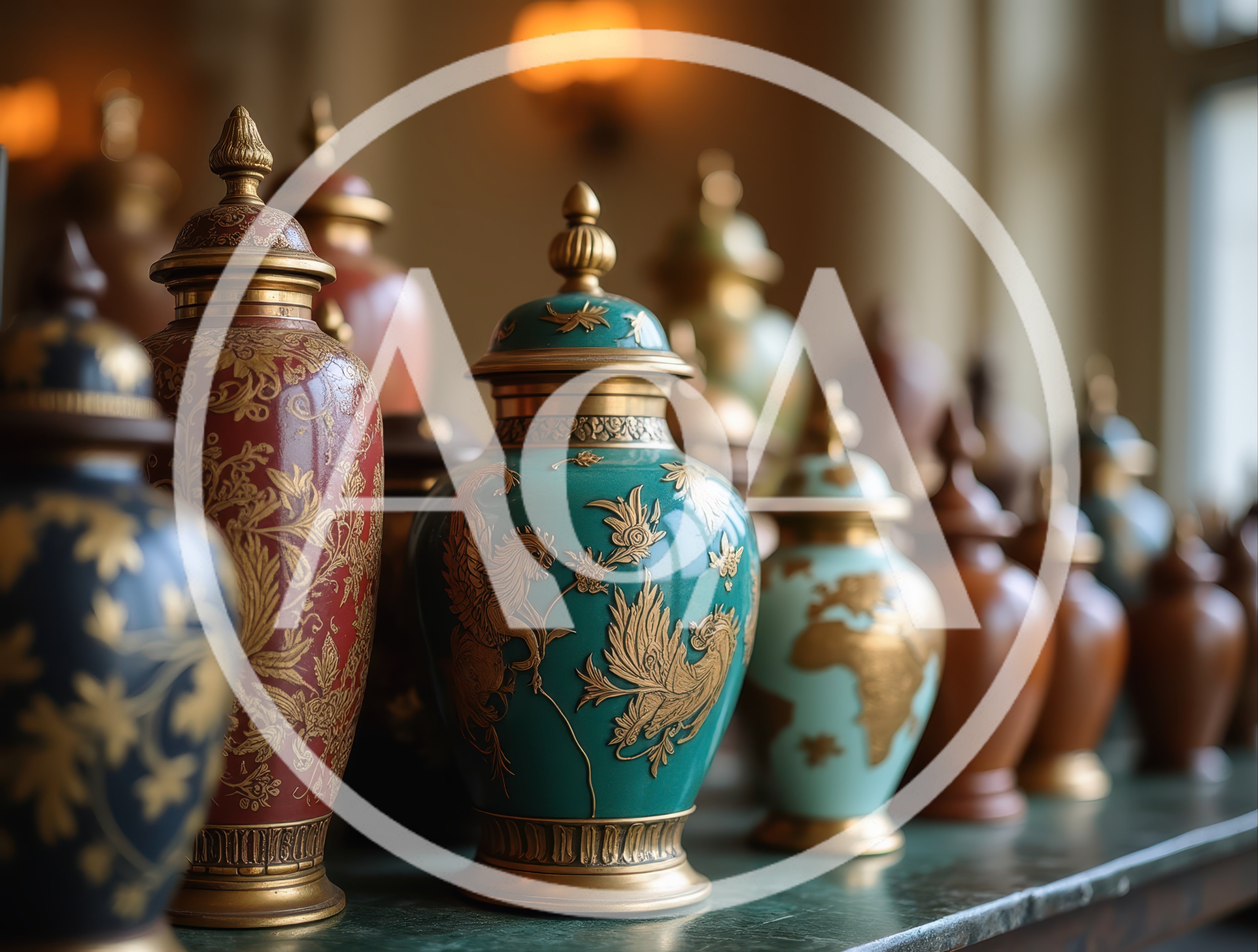 Collection of Ornate Decorative Ceramic Vases