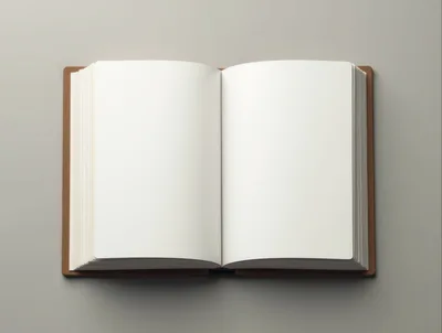 Open Blank Notebook With Brown Leather Cover